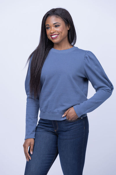 Maven West Puff Sleeve Sweatshirt in Denim – CoatTails