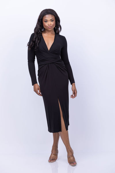 Velvet Eliana Dress in Black CoatTails