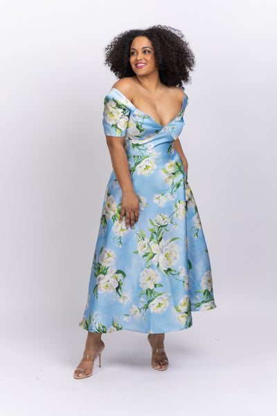 Theia Anisa Tea Length Dress in Chantilly Rose – CoatTails