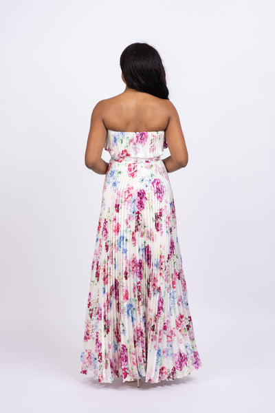 floral strapless maxi dress