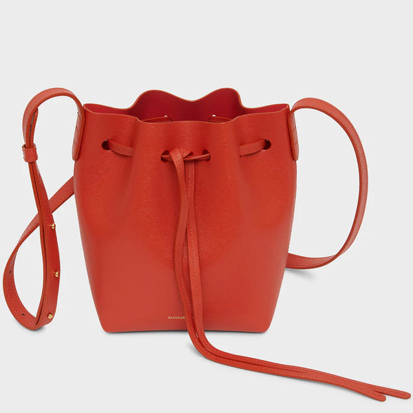 Mansur Gavriel Mini Saffiano Leather Bucket Bag Sand