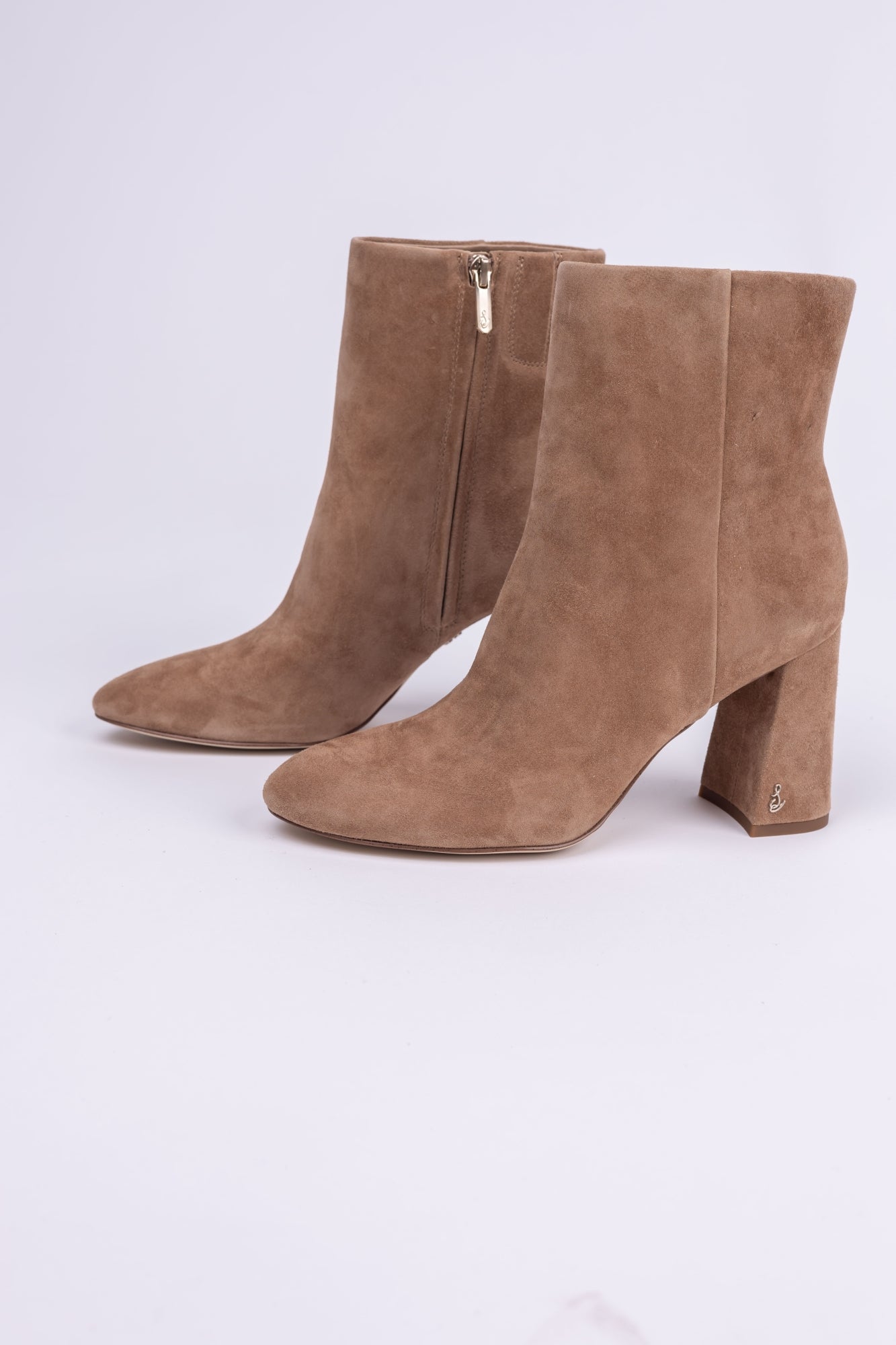 Sam Edelman Daria Block Heel Bootie in Almond Taupe CoatTails