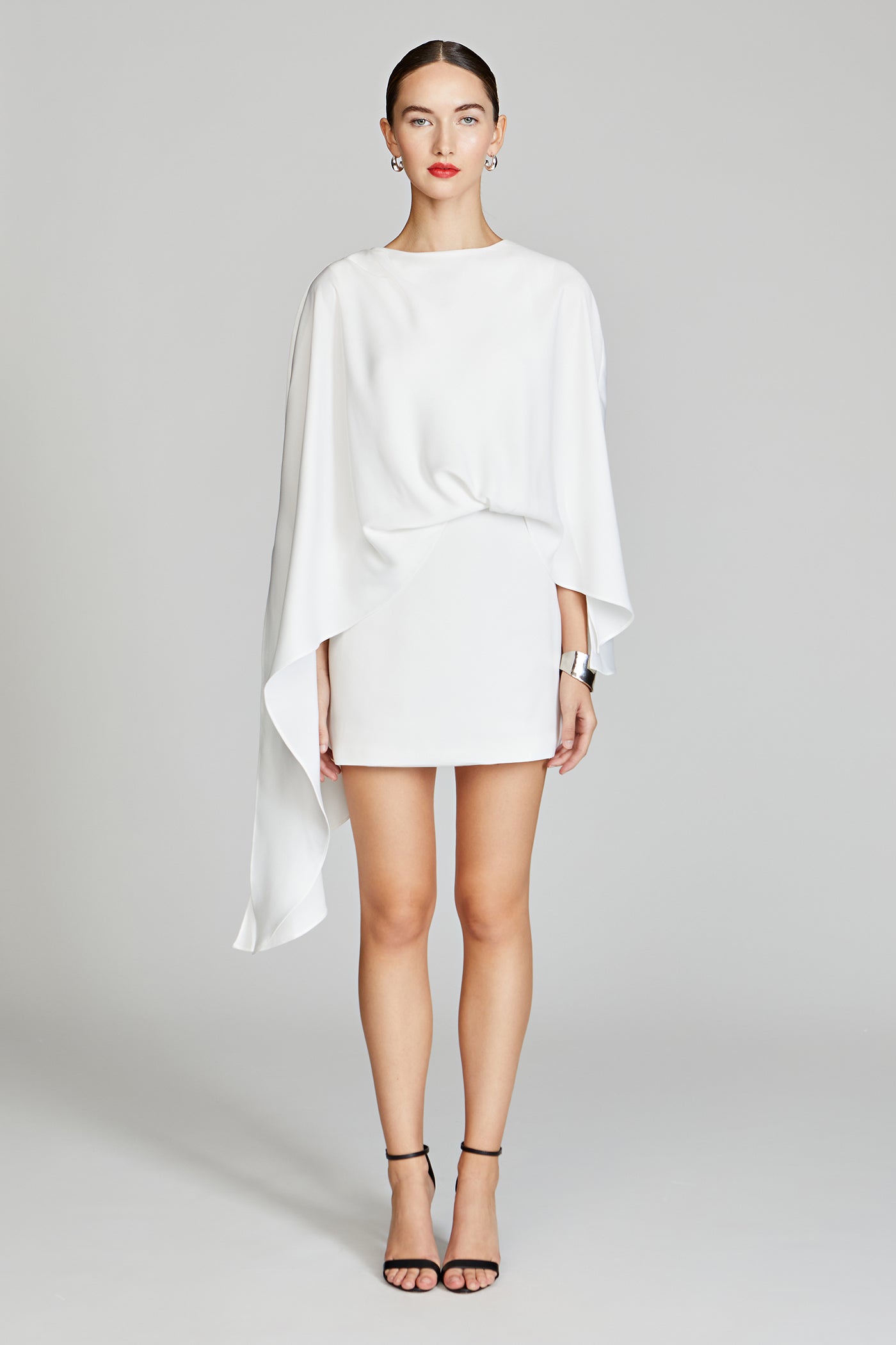 Halston Laure Crepe Mini Dress In Ivory Halston Laure Crepe Mini Dress In Ivory