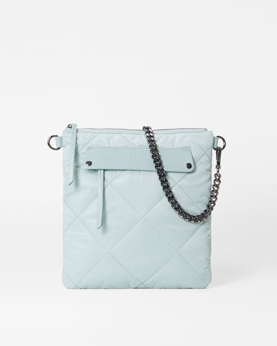 MZ Wallace Quilted Flat Madison Crossbody in Silver Blue | Formal Gowns & Casual Wear for Women