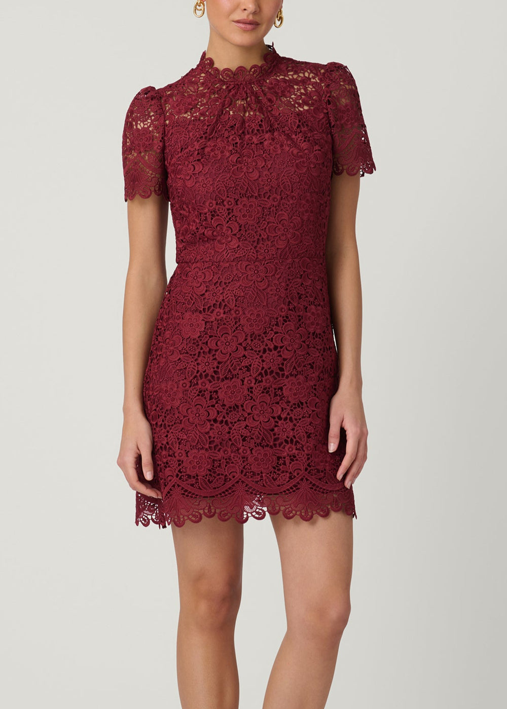 Shoshanna Women's Ella Lace Minidress - Burgundy - Size 4 Shoshanna Women's Ella Lace Minidress - Burgundy - Size 4