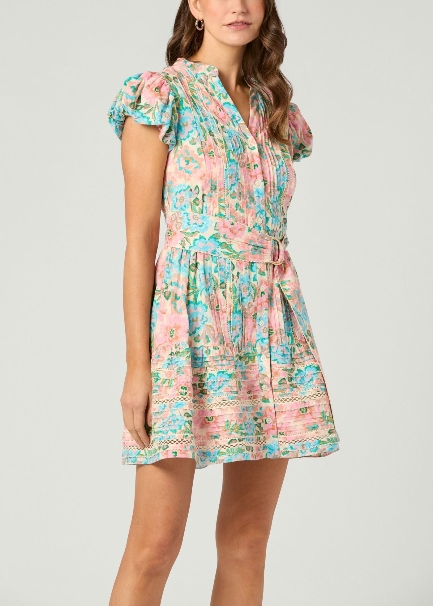Shoshanna Cicelia Dress in Rose/Ivory Multi