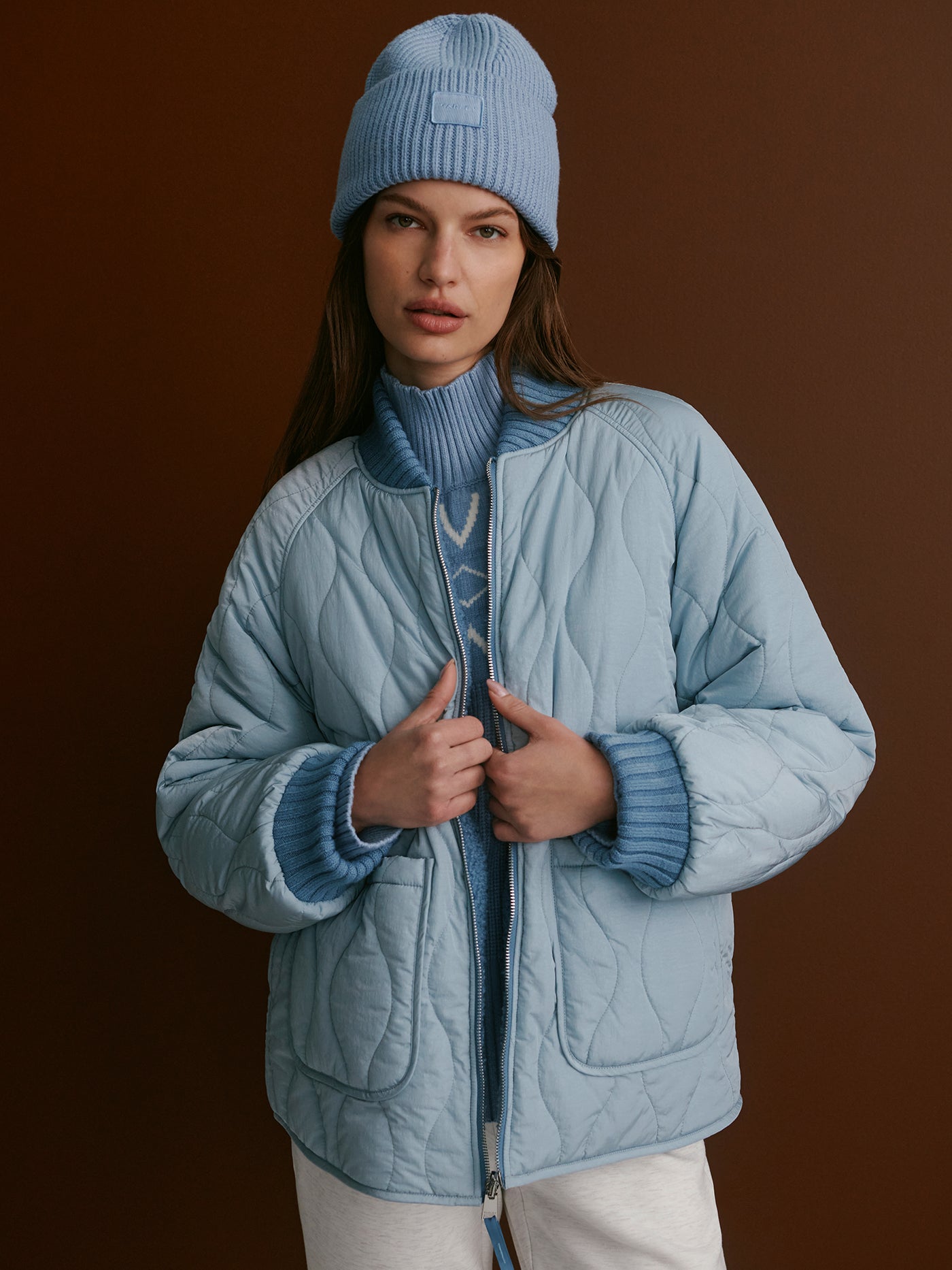 Varley Serina Reversible Quilt Jacket in Coronet Blue / Ashley Blue