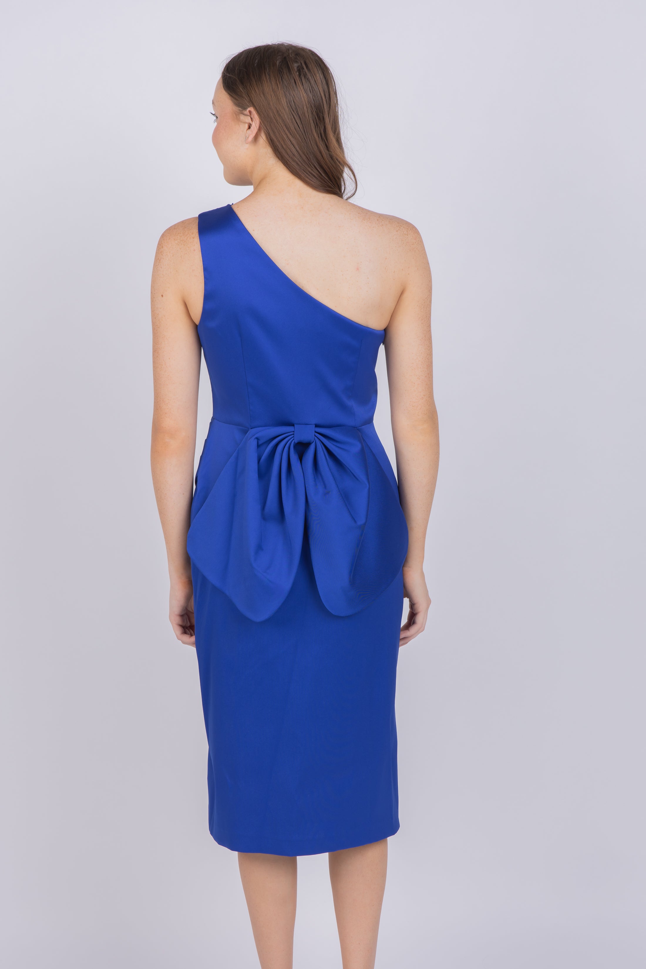 Aidan Mattox One Shoulder Dress in Royal CoatTails