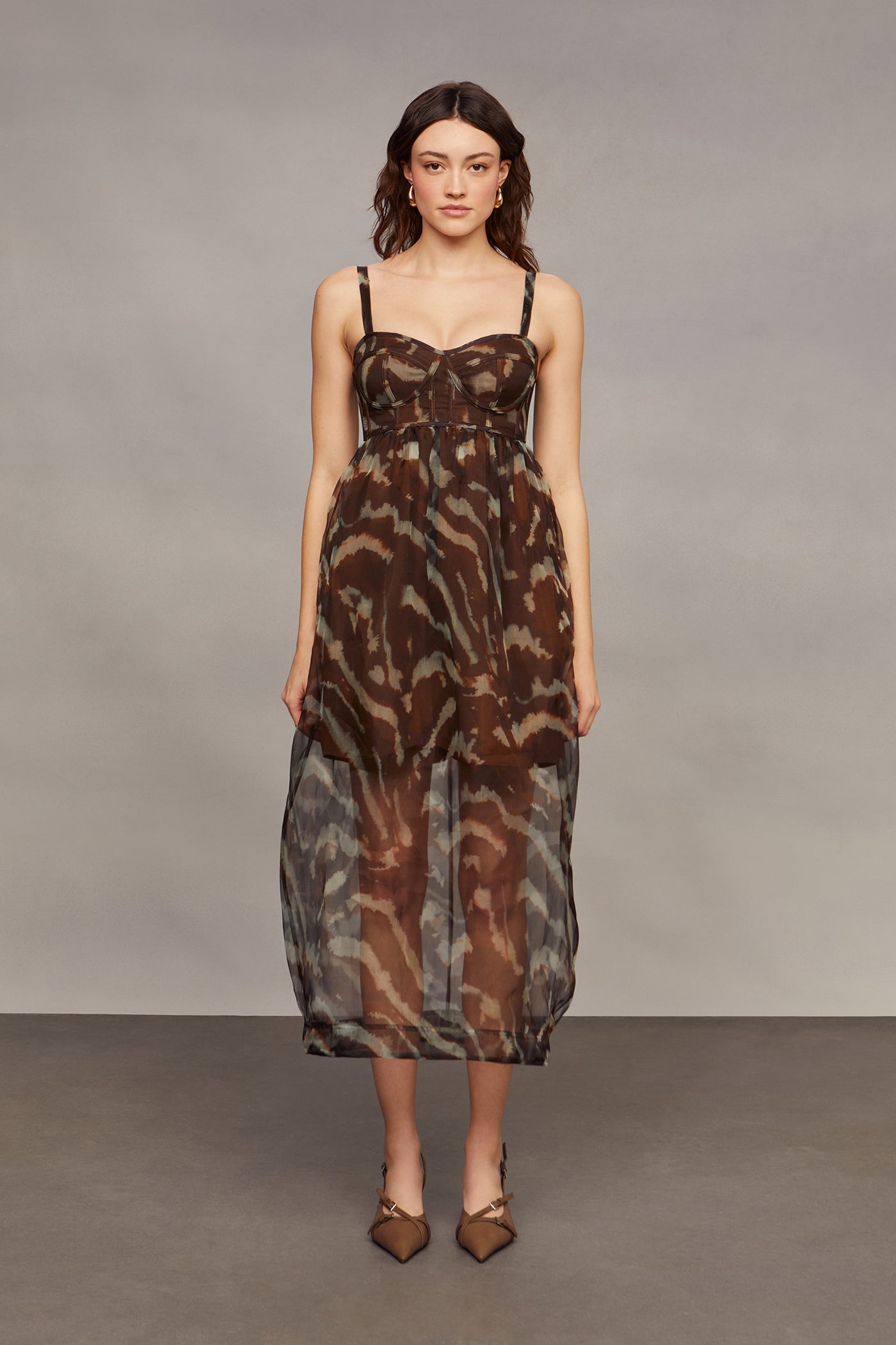 Amur Zarina Bustier Maxi Dress In Aerial Terrain