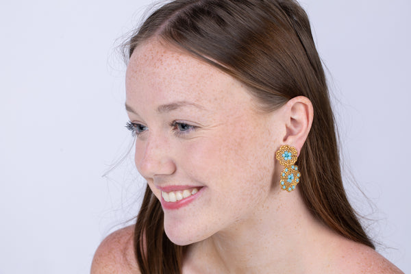Miguel Ases Blue and Gold Rounded Earring