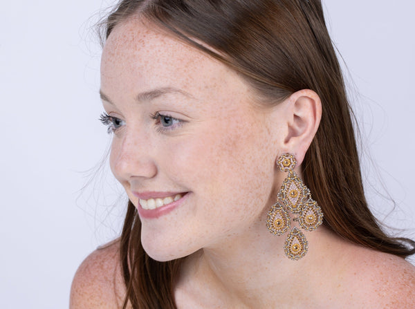 Miguel Ases Dark Gold 3 Droplet Earring