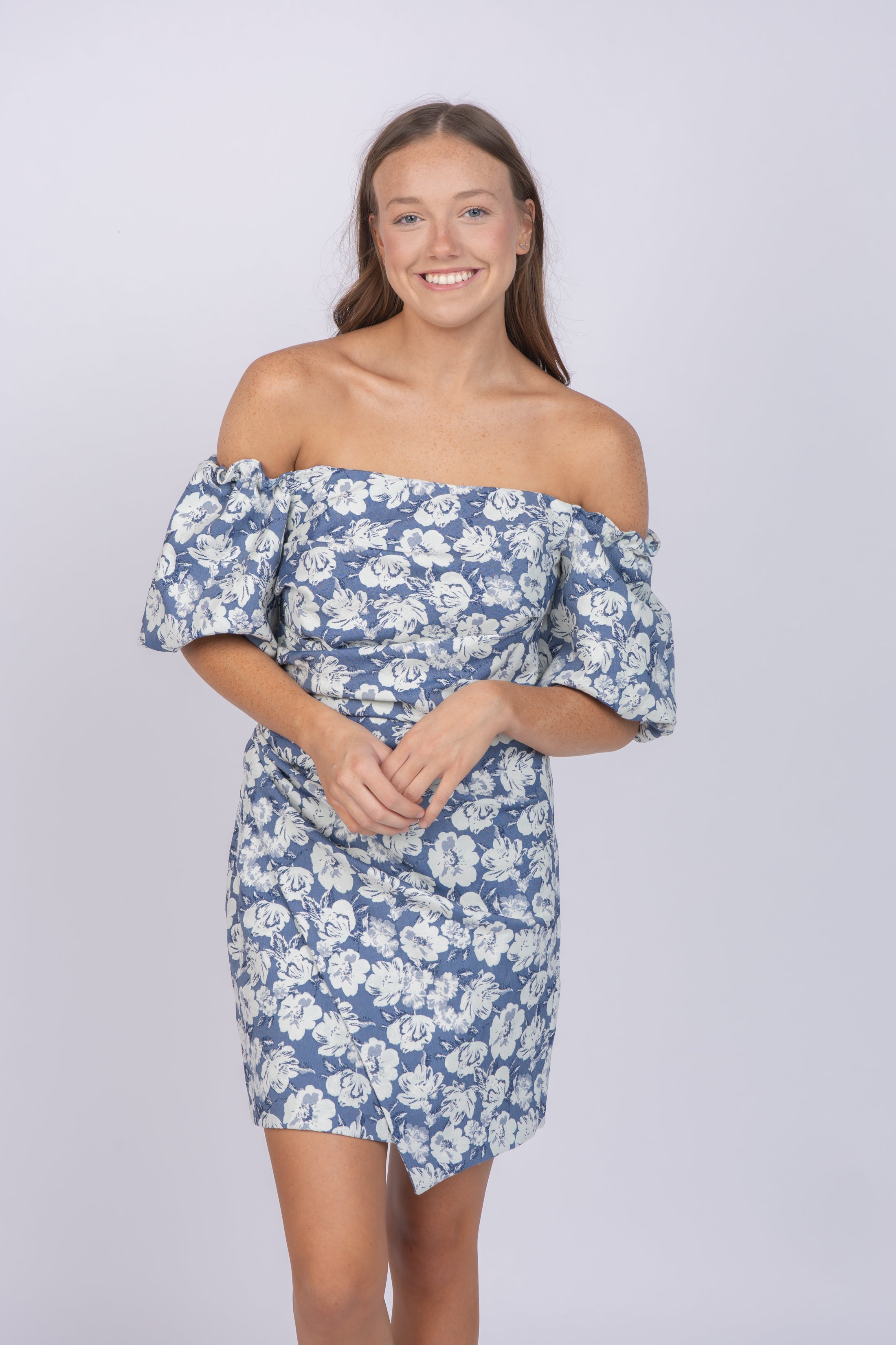 Shoshanna Women's Penna Floral Off-The-Shoulder Minidress - Deep Blue Ivory - Size 2 Shoshanna Women's Penna Floral Off-The-Shoulder Minidress - Deep Blue Ivory - Size 2