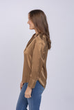 Vince Long Sleeve Stand Collar Blouse in Light Nile