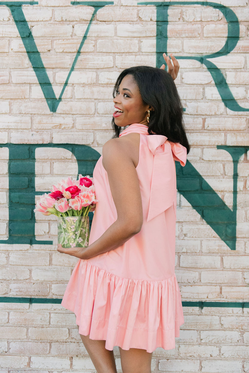 Simkhai Hope Bow Tie Mini Dress in Dusty Rose Simkhai Hope Bow Tie Mini Dress in Dusty Rose