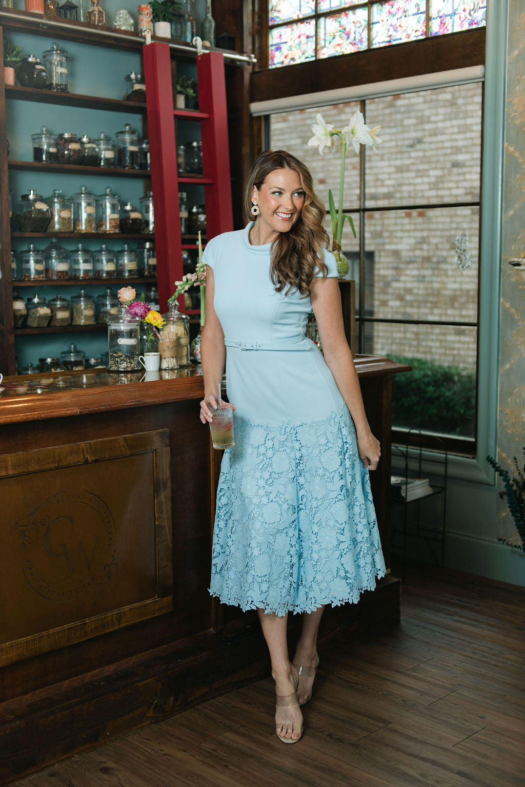 self portrait midi dress blue Blue Boucle Bow Midi Dress