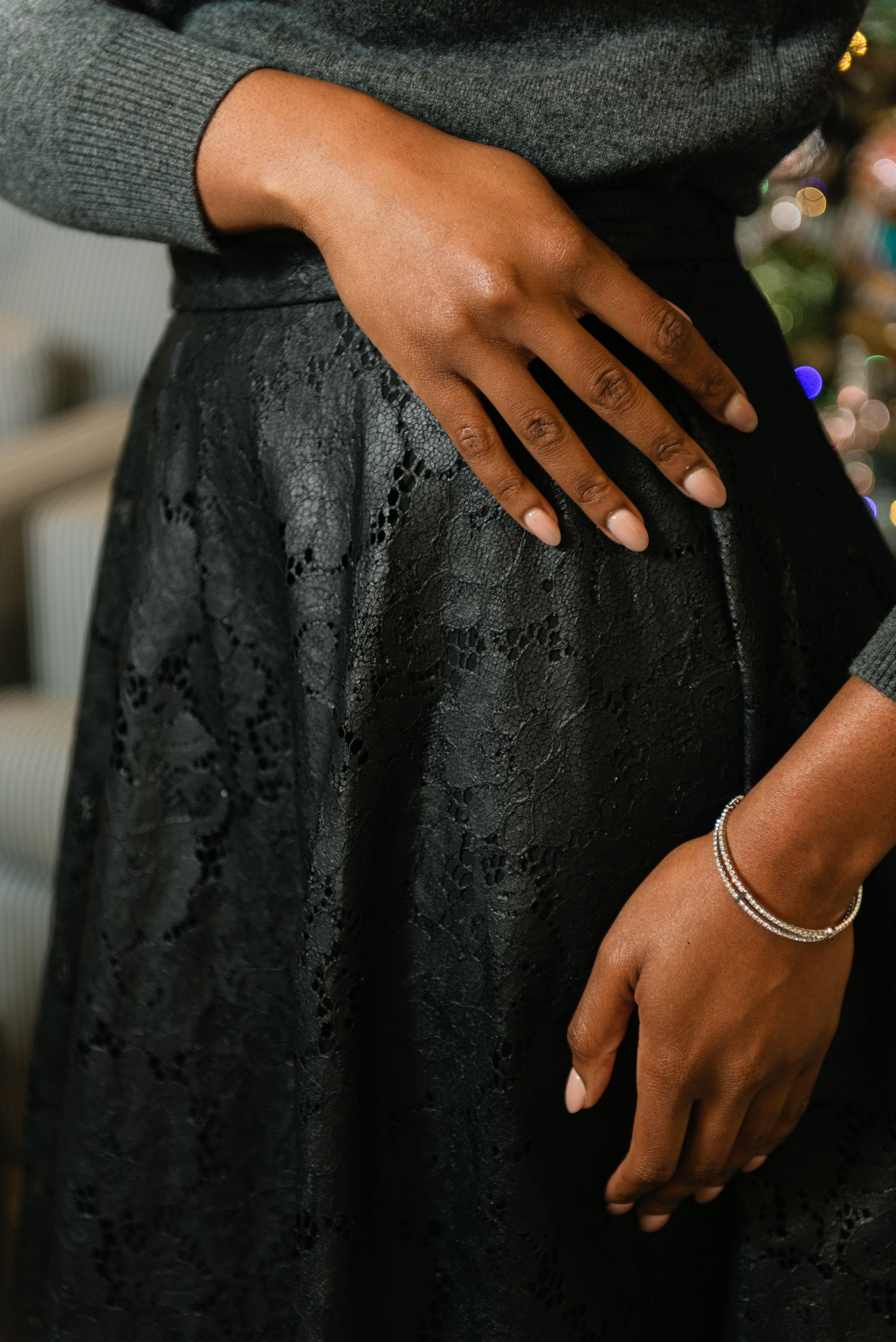 Milly Otha Textured Lace Skirt in Black