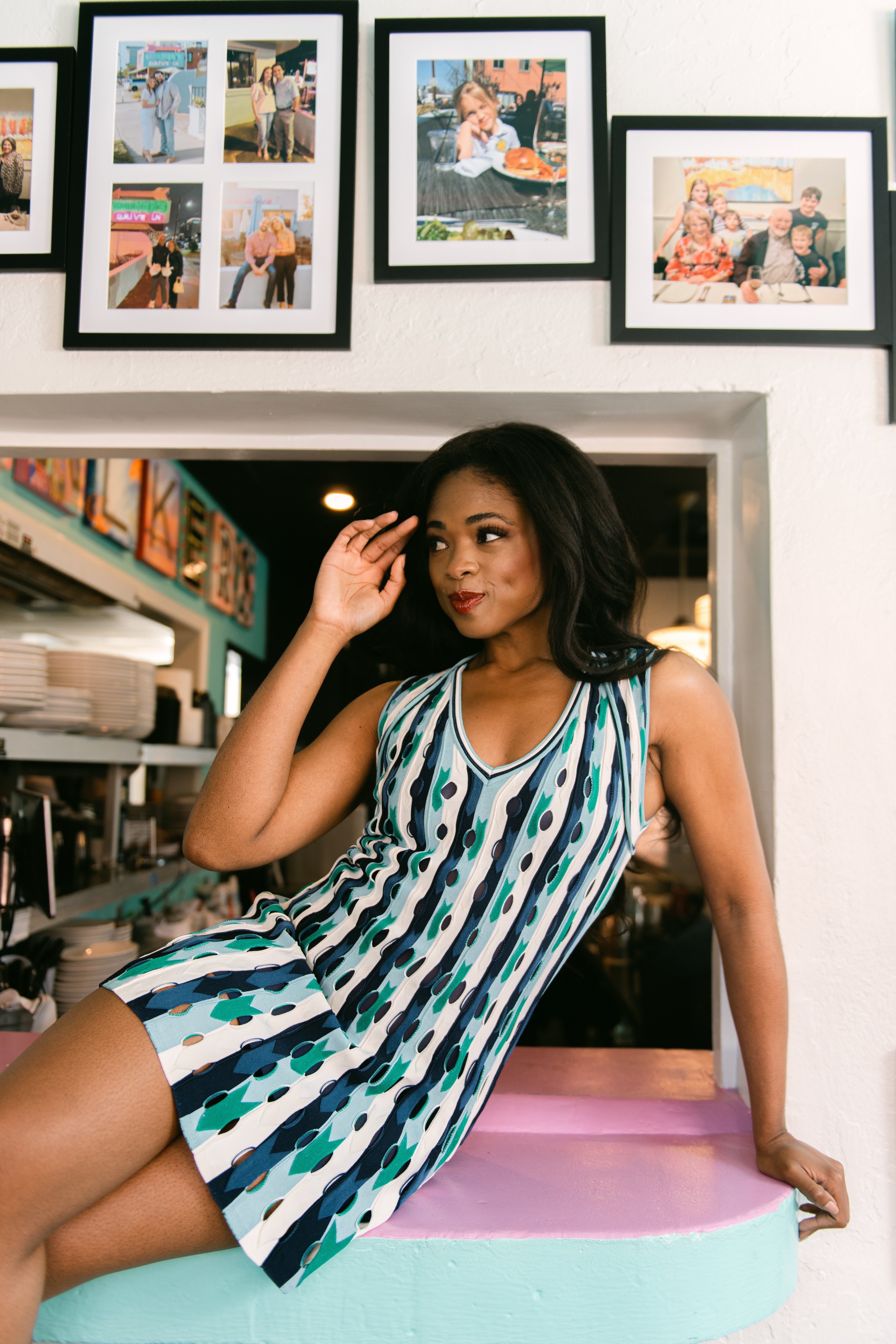 Simkhai Langley Knit Mini Dress in Kelly Green Multi Simkhai Langley Knit Mini Dress in Kelly Green Multi
