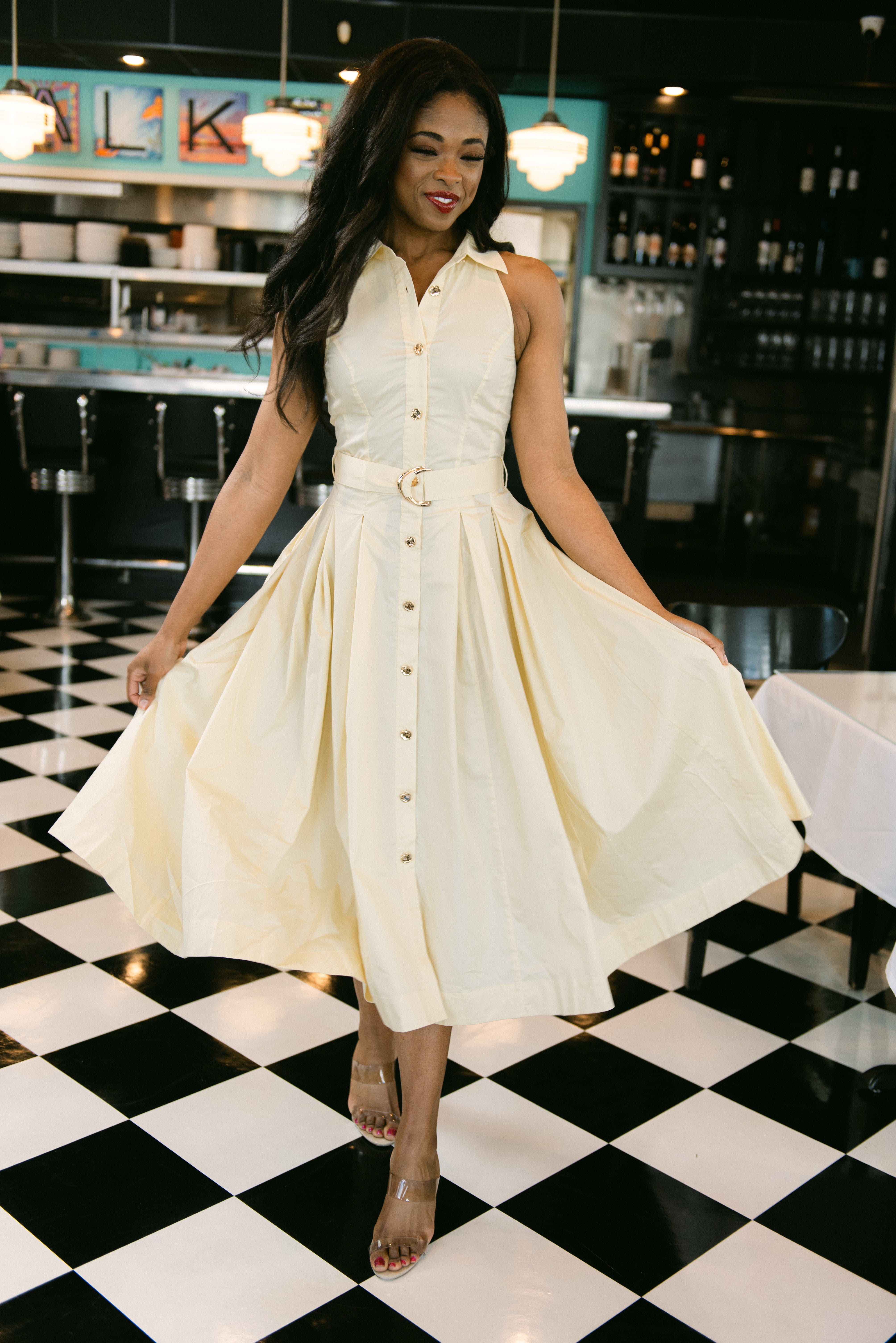 yellow pastel dress Karina Grimaldi Zarae Solid Dress L / Pastel Yellow