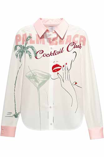 Alice + Olivia Willa Placket Top in Cocktail Club