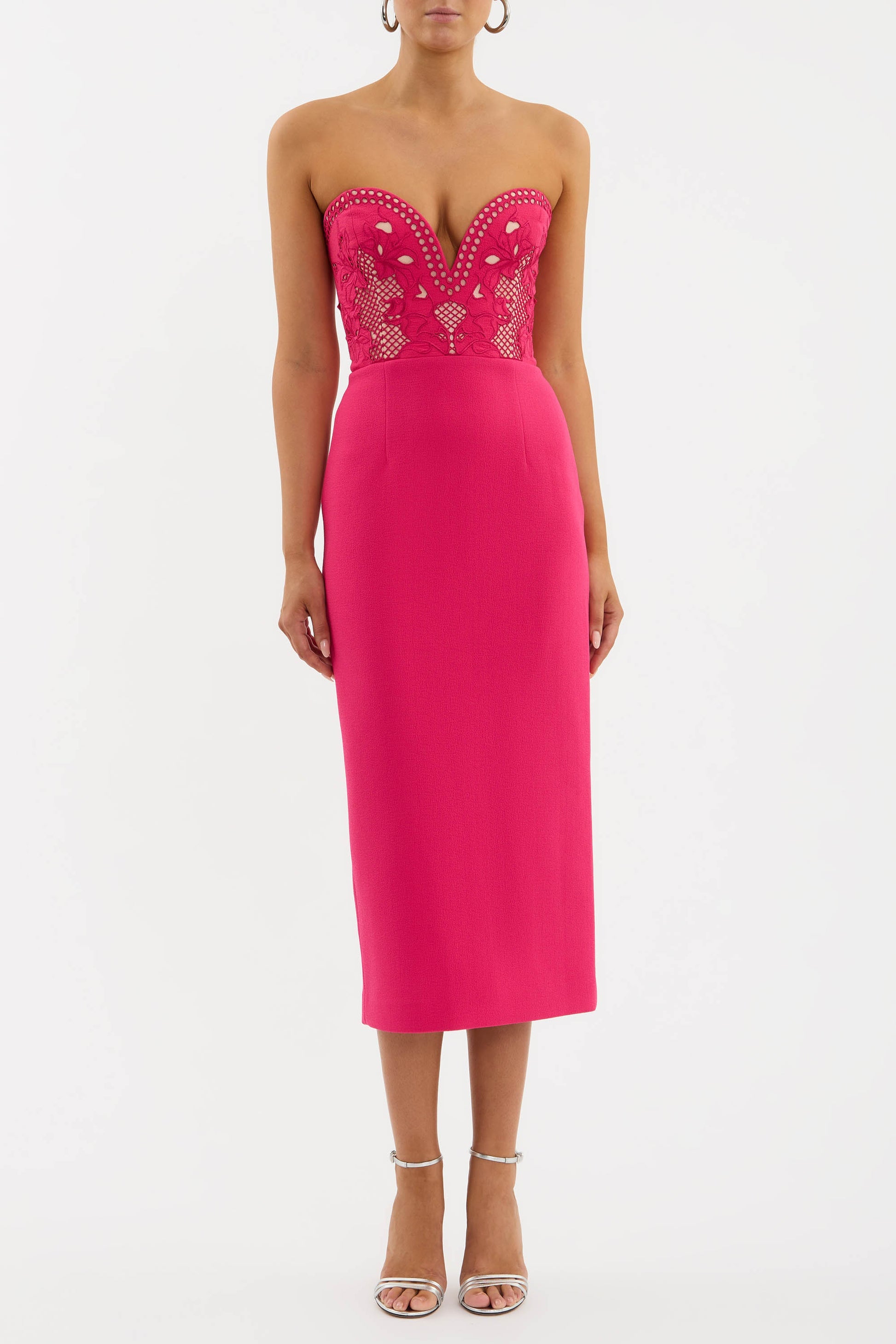 Rebecca Vallance Claudia Midi Dress in Raspberry