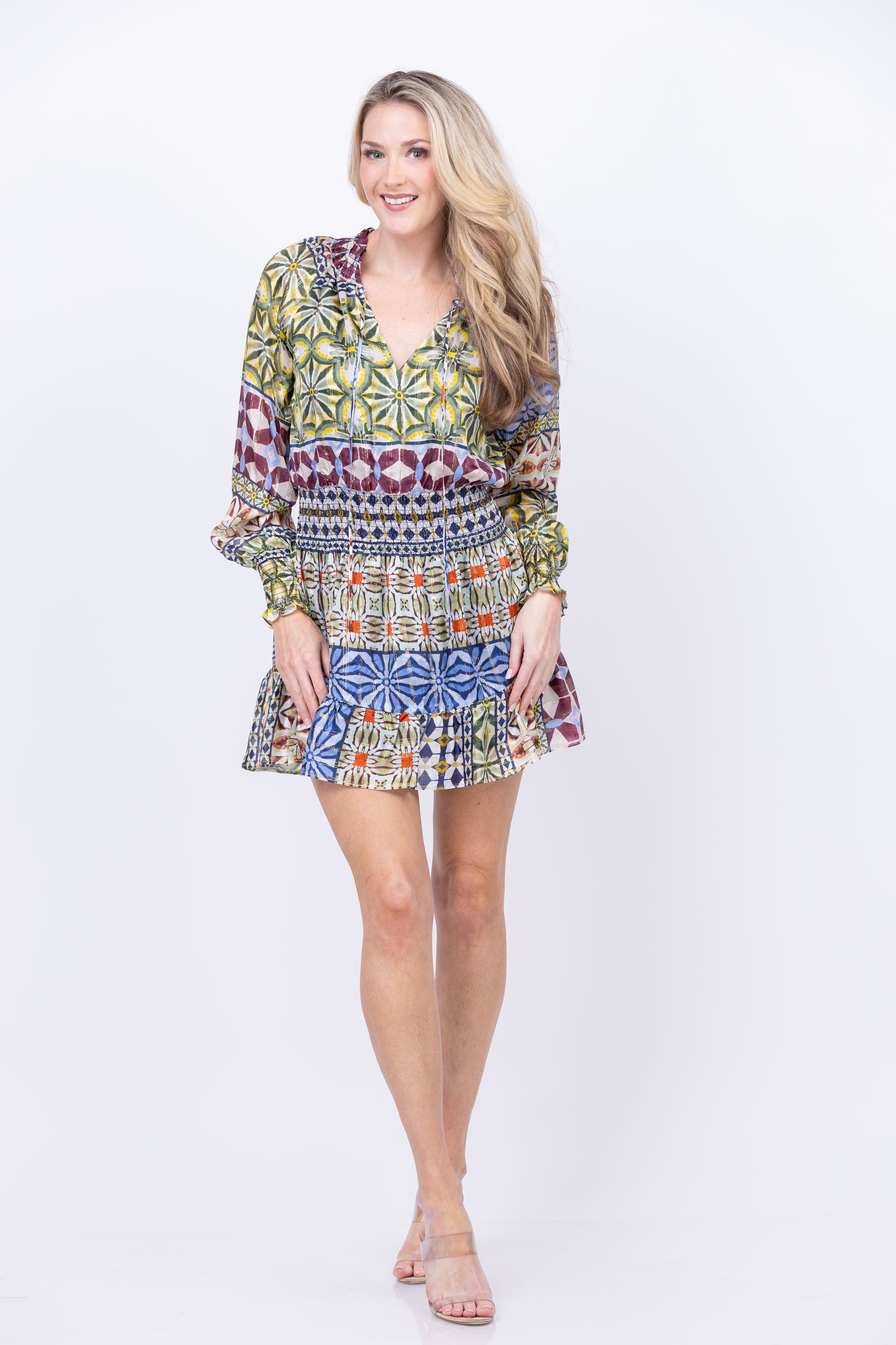 Ramy Brook Ashalina Dress in Ribbon Blue Combo