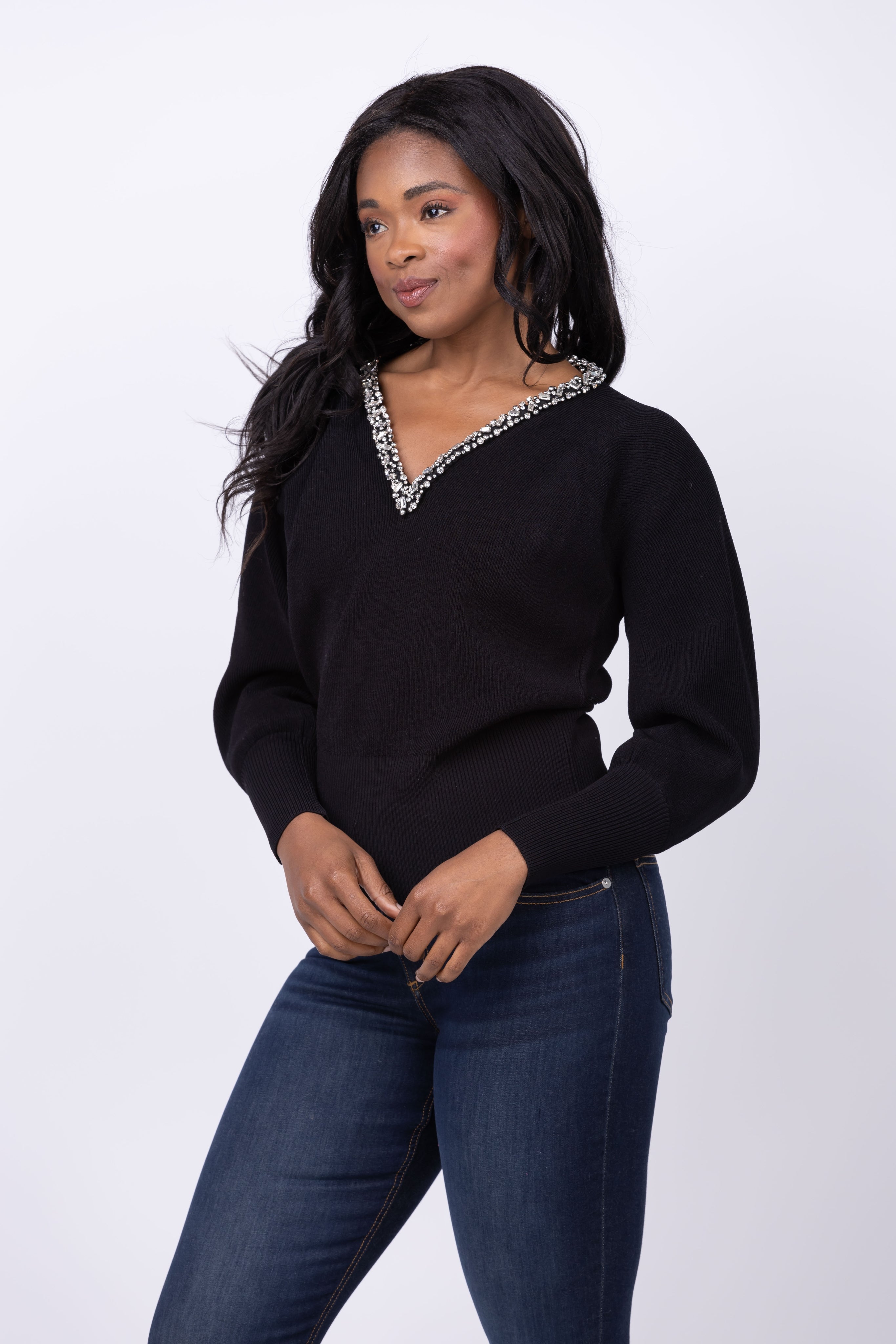 NOKCHA　v neck mannish knit pullover ブラック NOKCHA original】v neck mannish knit pullover/3