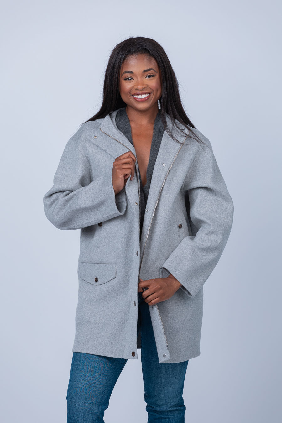 Ladies hotsell grey parka