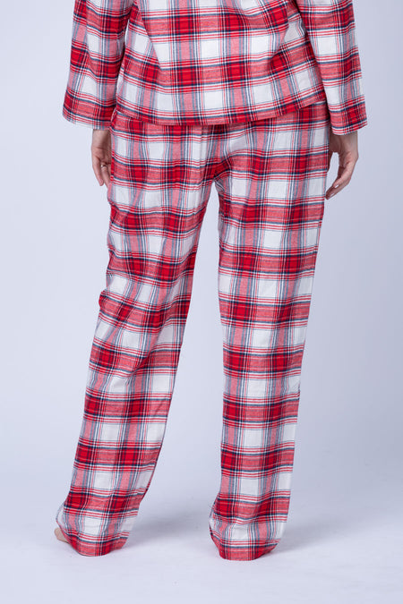 Flannel Long PJ Set - Tartan Plaid Haute Red Ivory