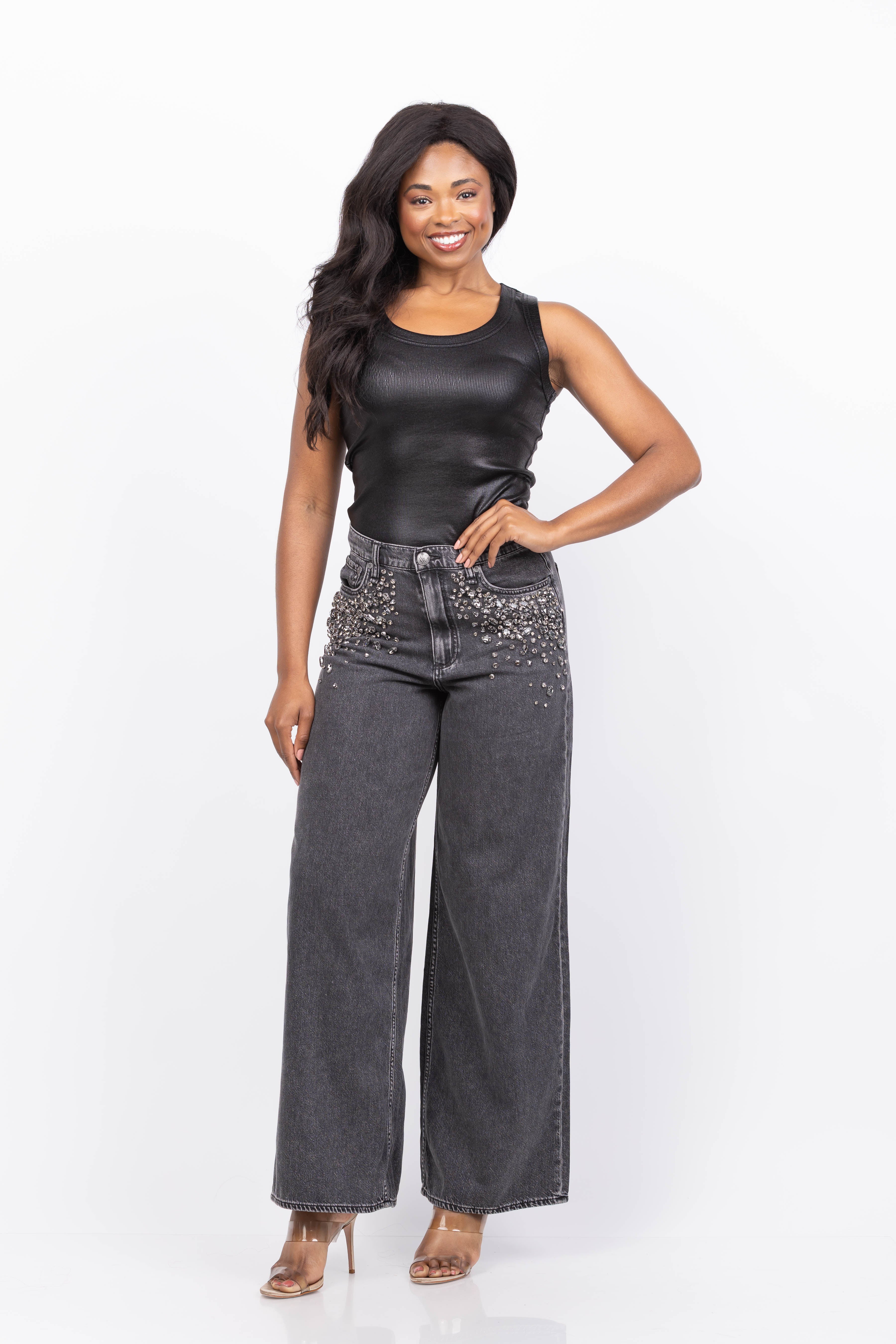 Rag & Bone featherweight Sofi Full Wide Leg Jean in Angelique Jewel