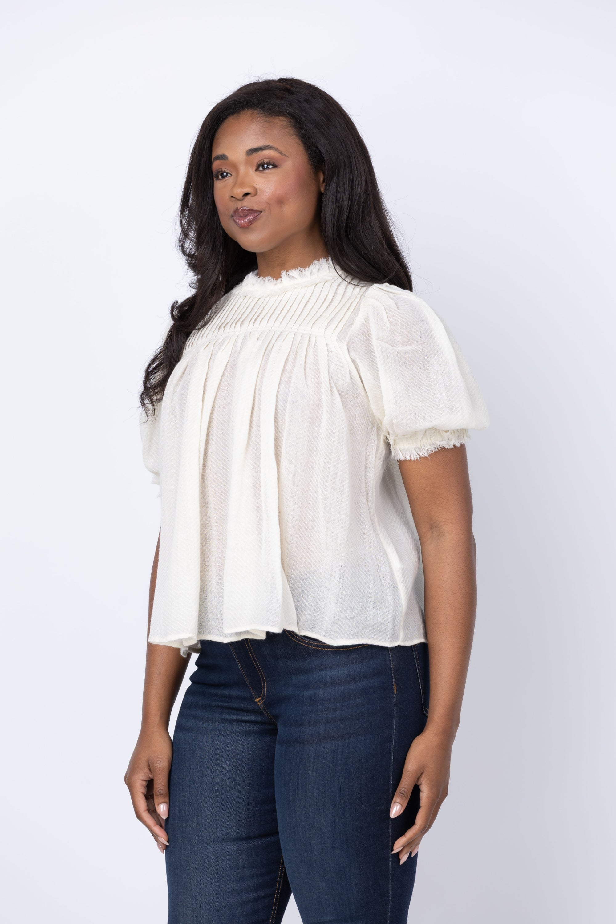 Ulla Johnson Karlyn Puff Sleeve Top in Cowrie