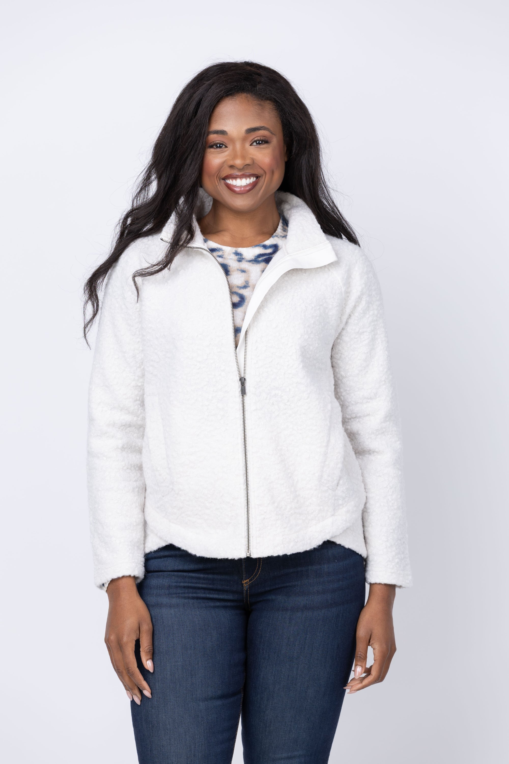 NIC + ZOE Curly Boucle Jacket in Classic Cream