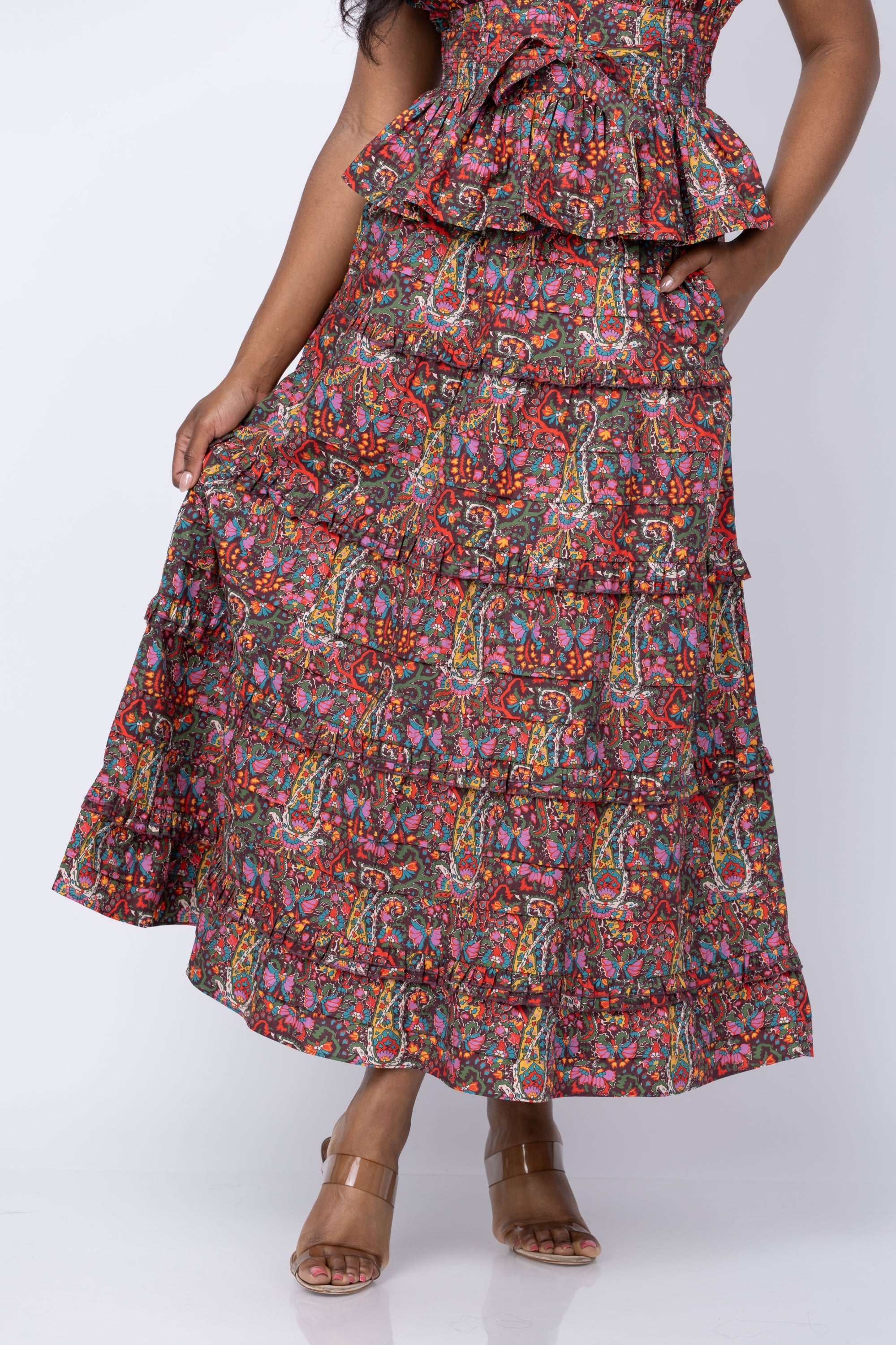 Love The Label Genevieve Maxi Skirt in Harlequin Print