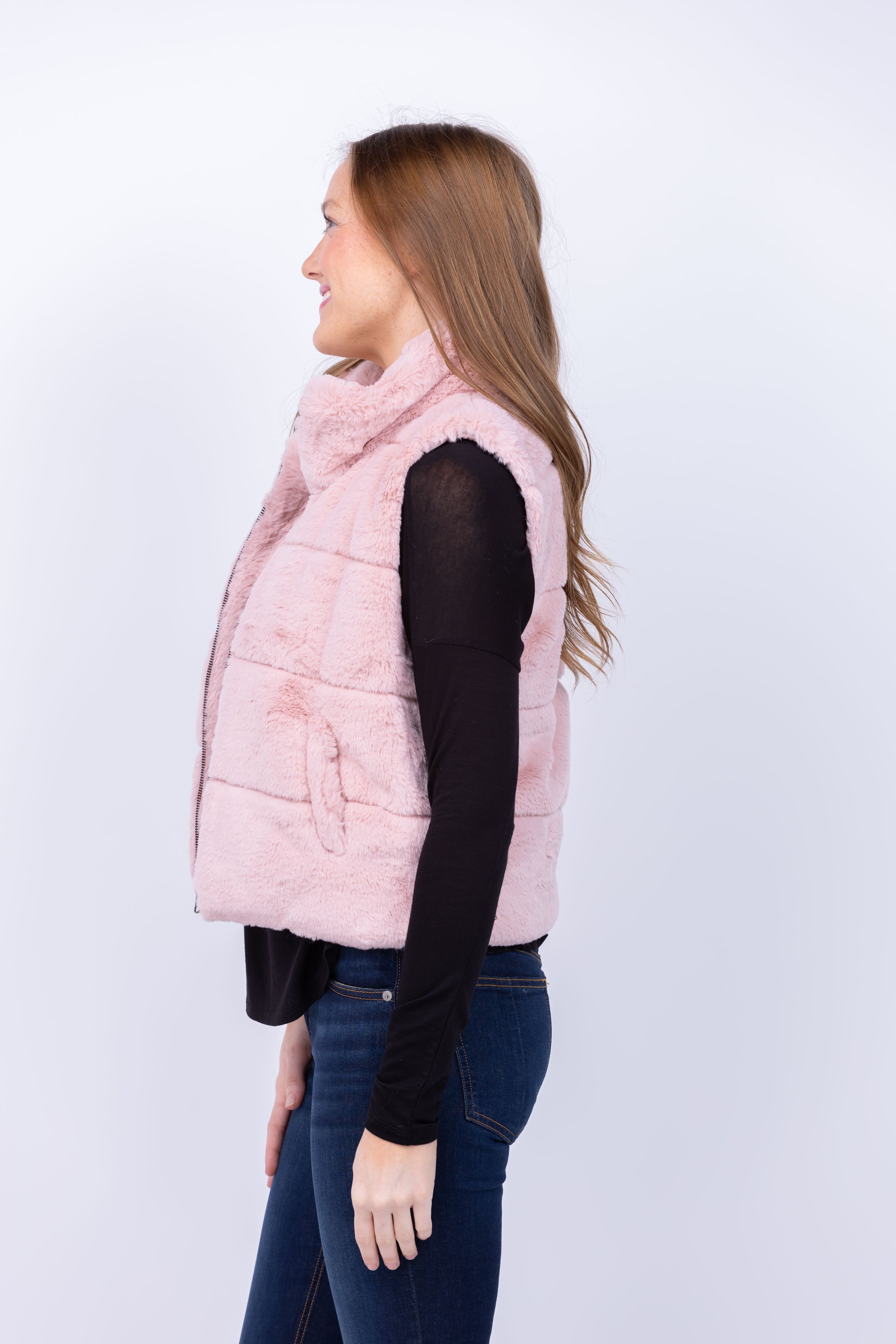 J. Society Fur Vest in Pink
