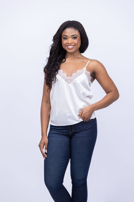 Jane Lace Cami Top in White