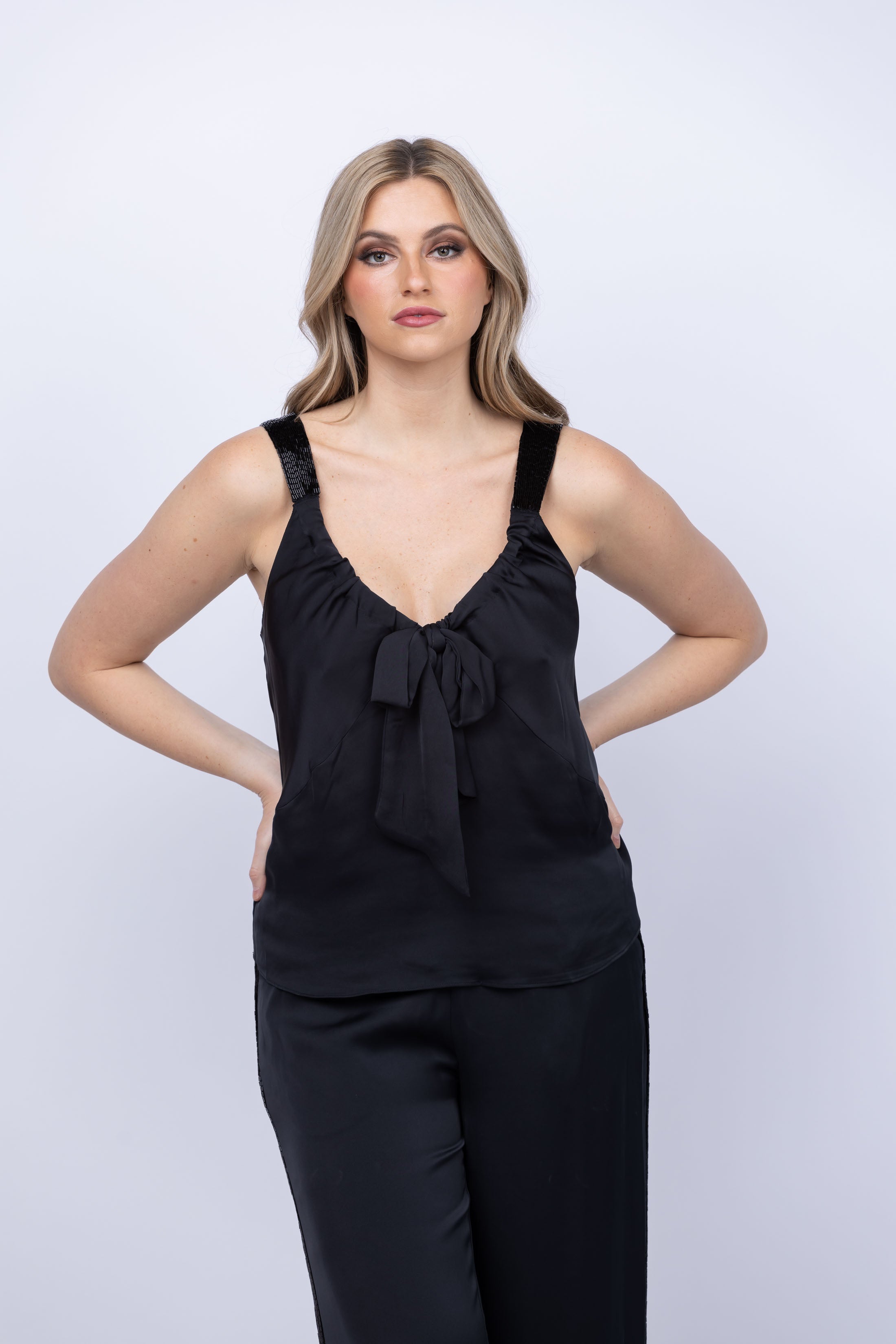 Ramy Brook Amy V-neck Tank Top in Black