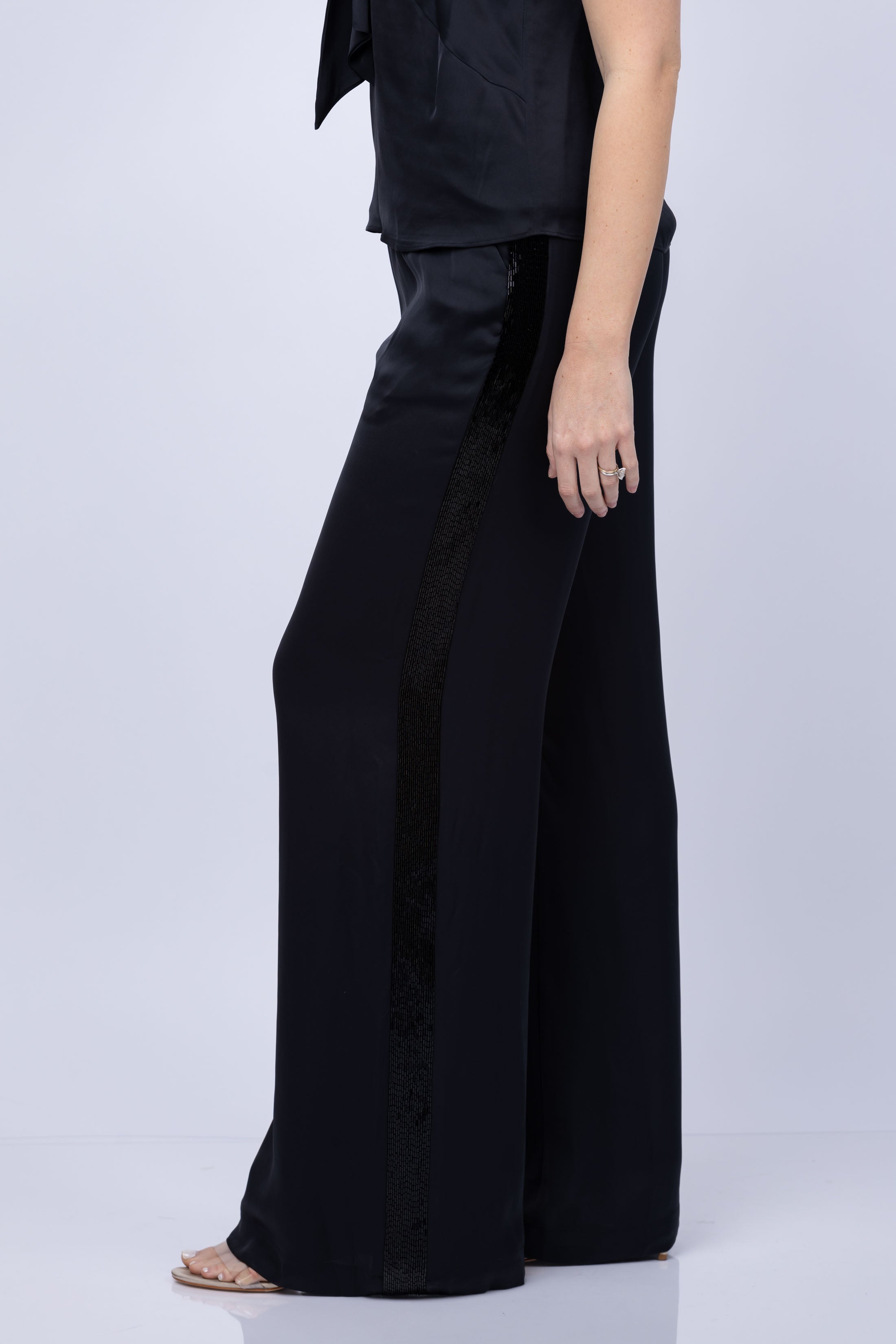 Embellished wide leg outlet trousers