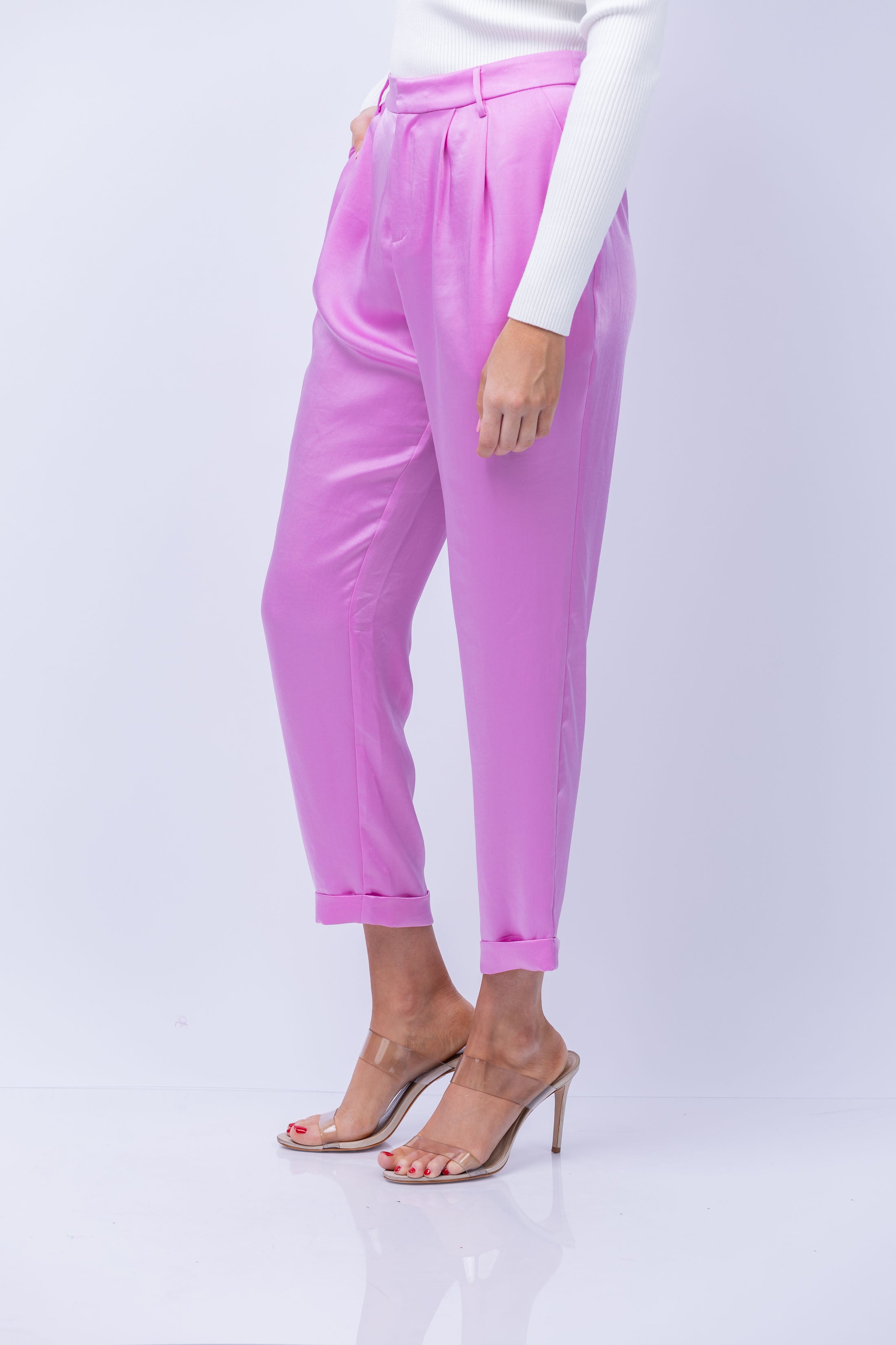 Hot Pink Woven Pants - Wide Pant Legs - High-Waisted Pants - Lulus