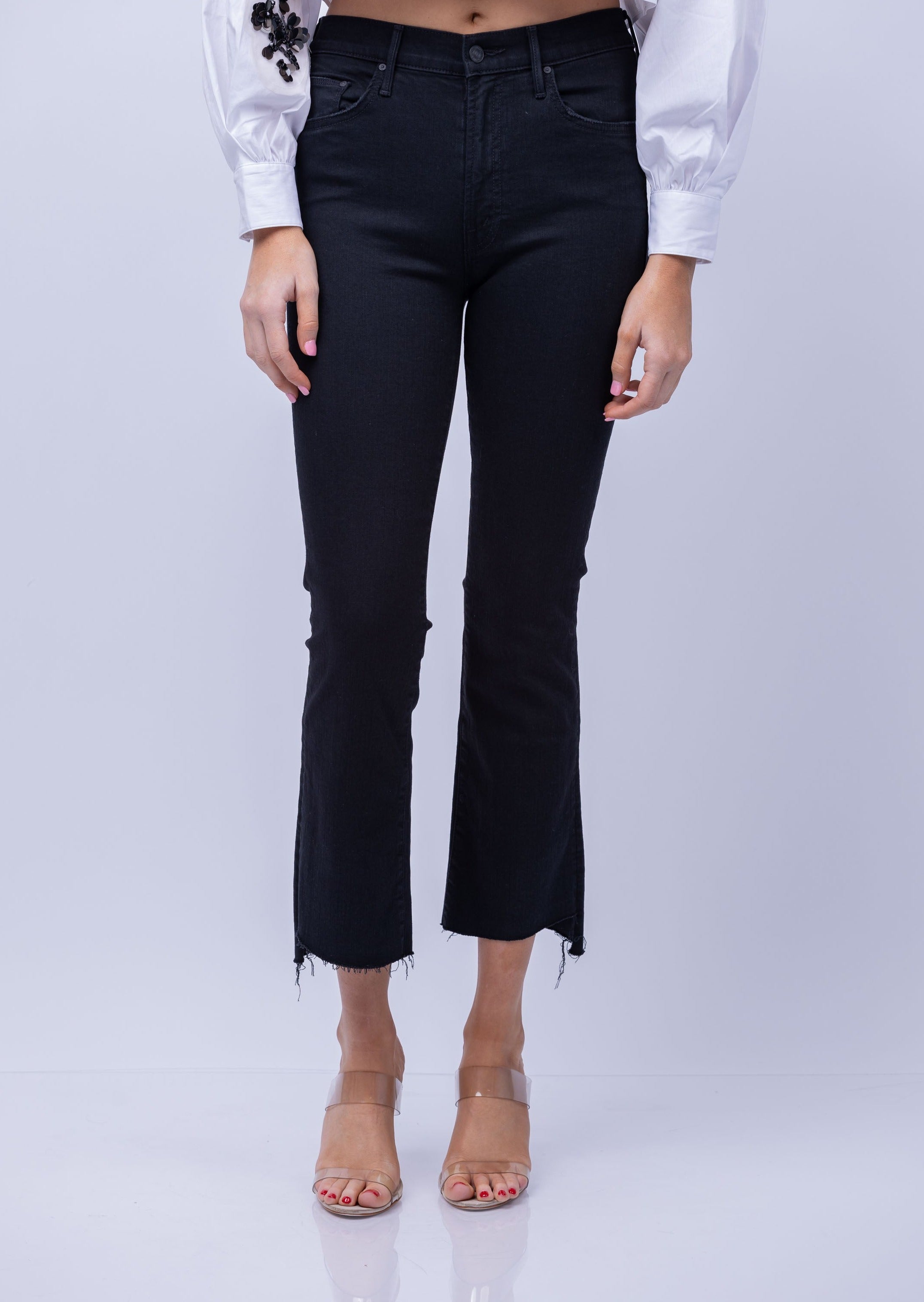 Mother Denim The Insider Crop Step Fray in Not Guilty