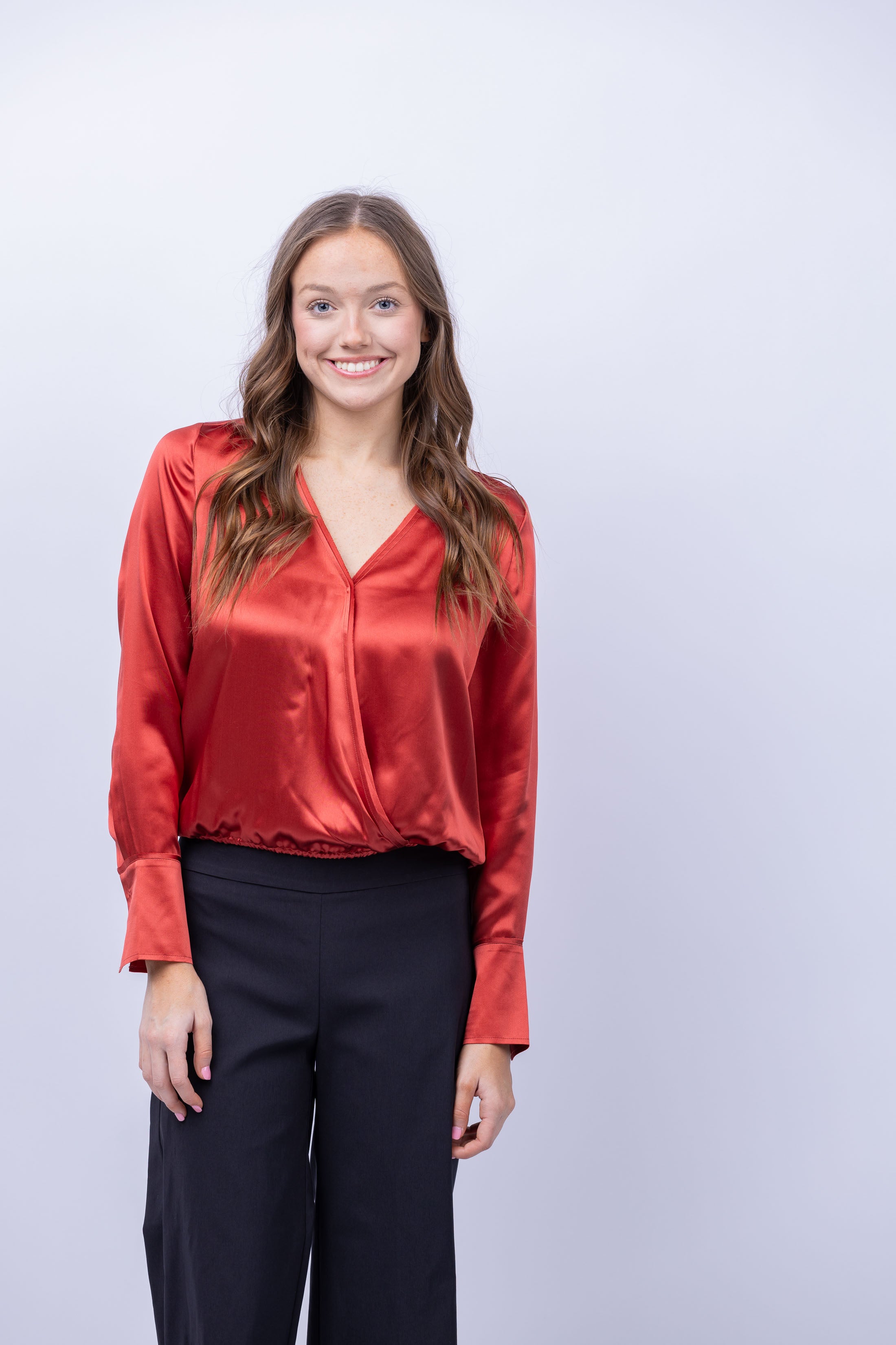 Go Silk Go Take the Wrap Top in Sienna