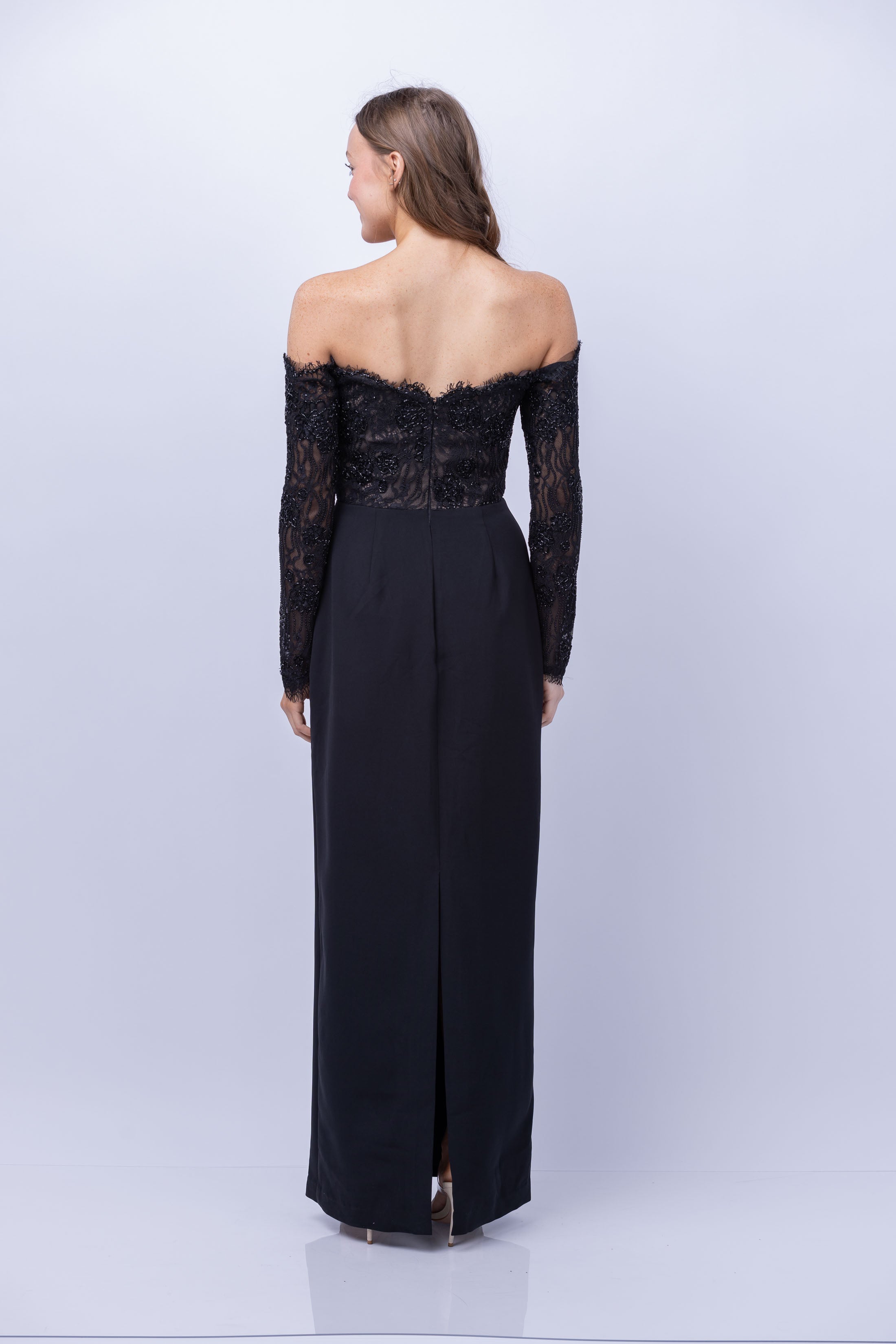 Theia off the cheap shoulder dress