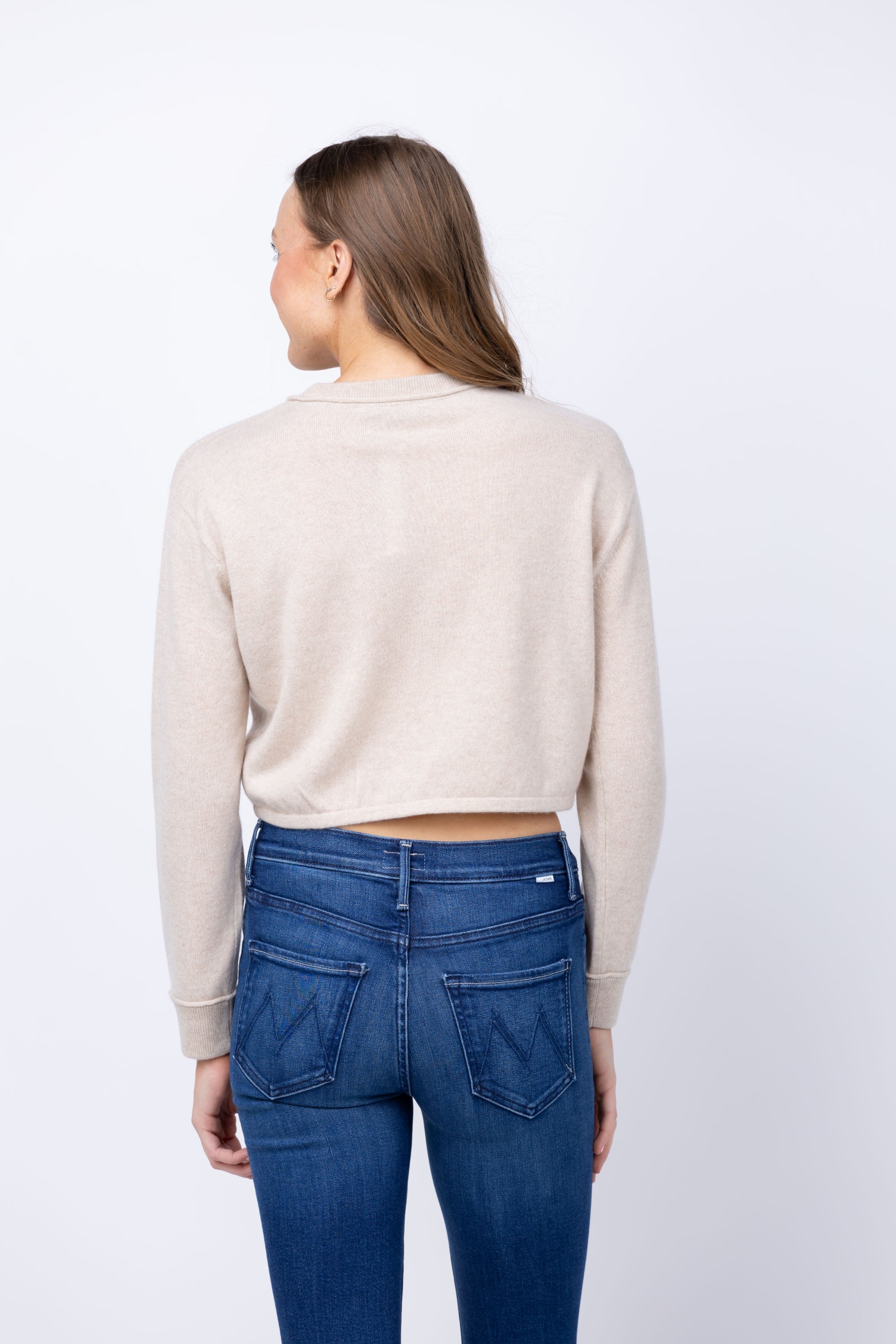 Alice + Olivia Bernetta Cropped Drawstring Pullover in Oatmeal Heather