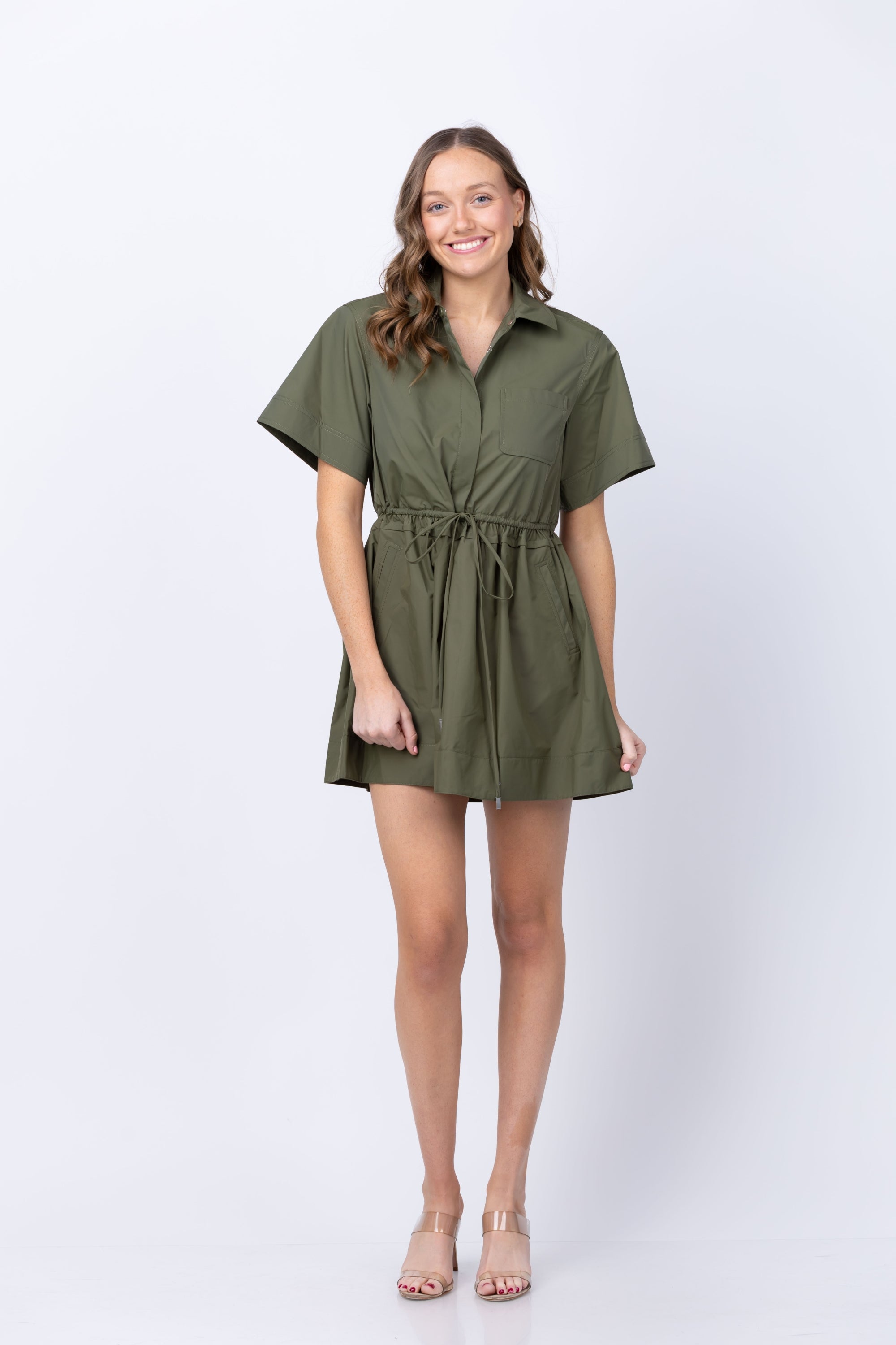 simkhai shirt dress SIMKHAI Cris Short Sleeve Shirt Dress