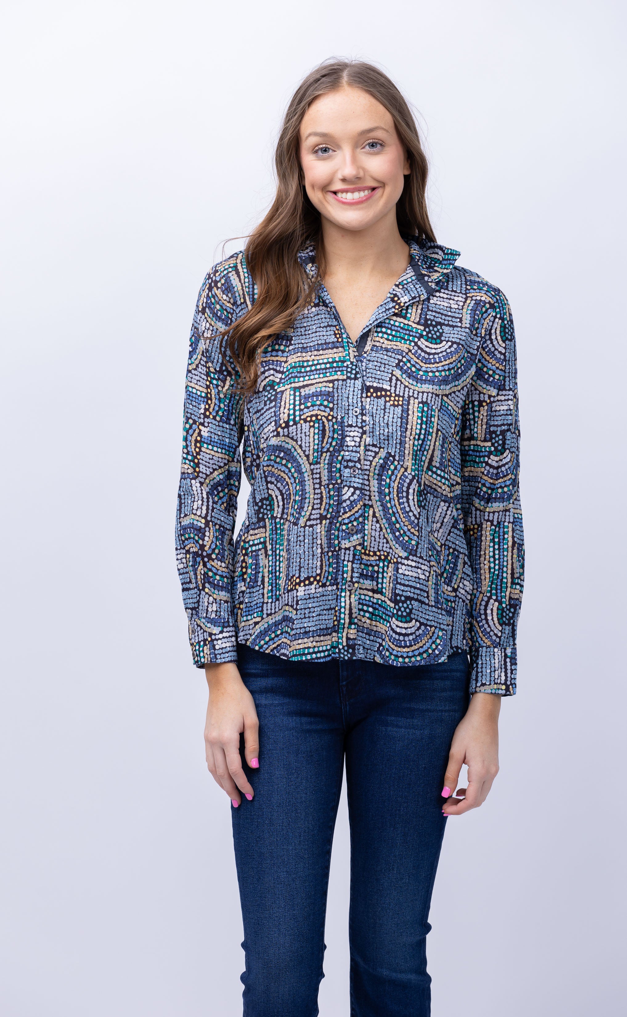 Nic + Zoe Mosaic Mix Crinkle Shirt in Blue Multi – CoatTails