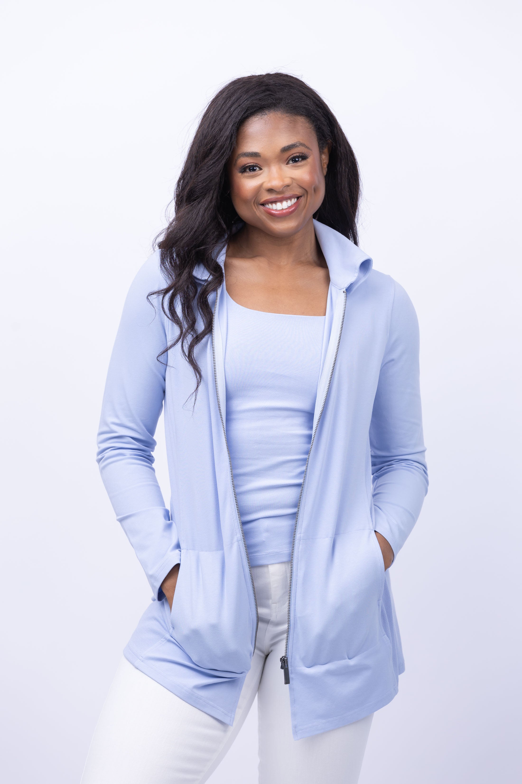 Nic + Zoe Knit Jacket in Powder Blue