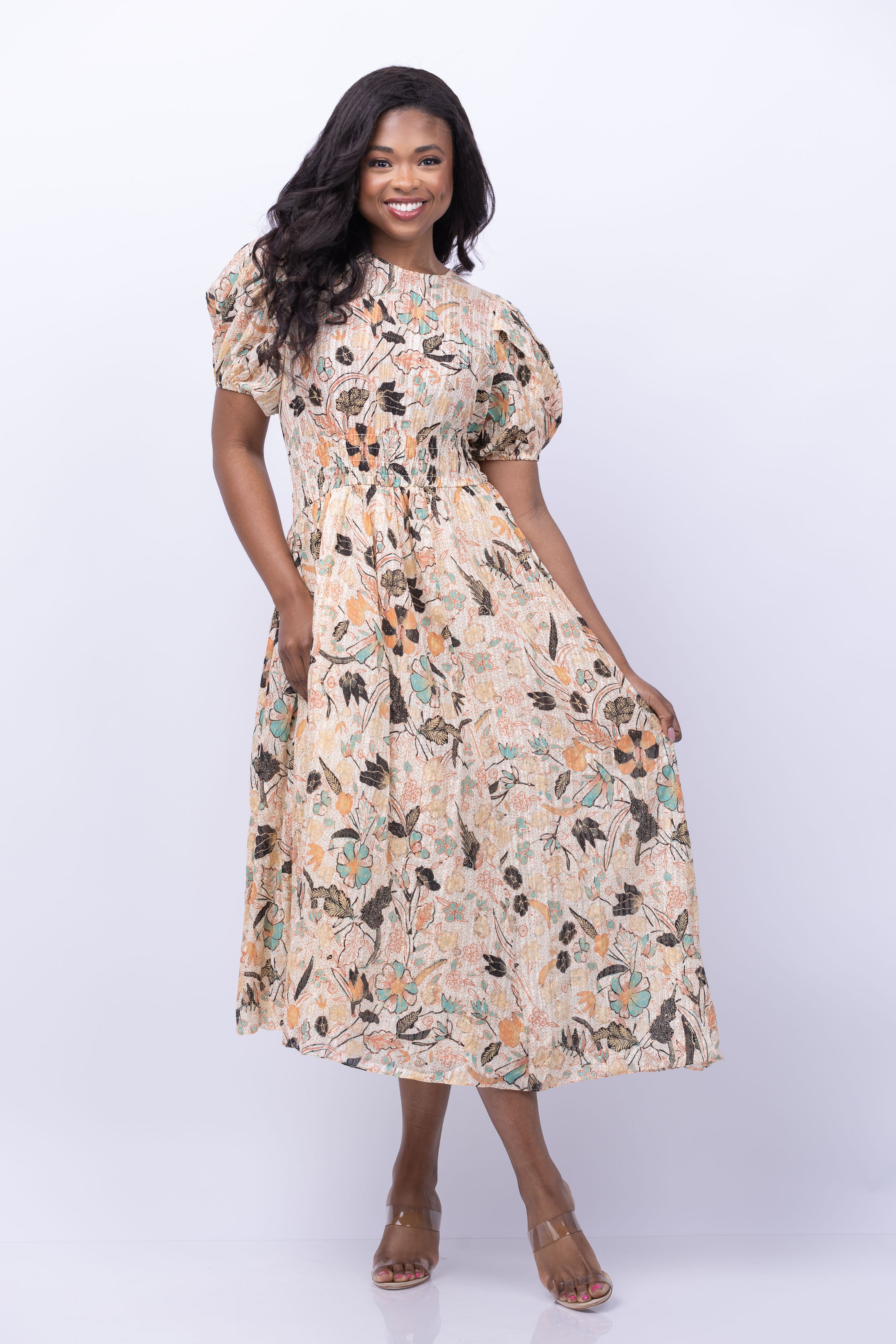 brown pearl dress Ulla Johnson Eden Dress in Pearl Flora