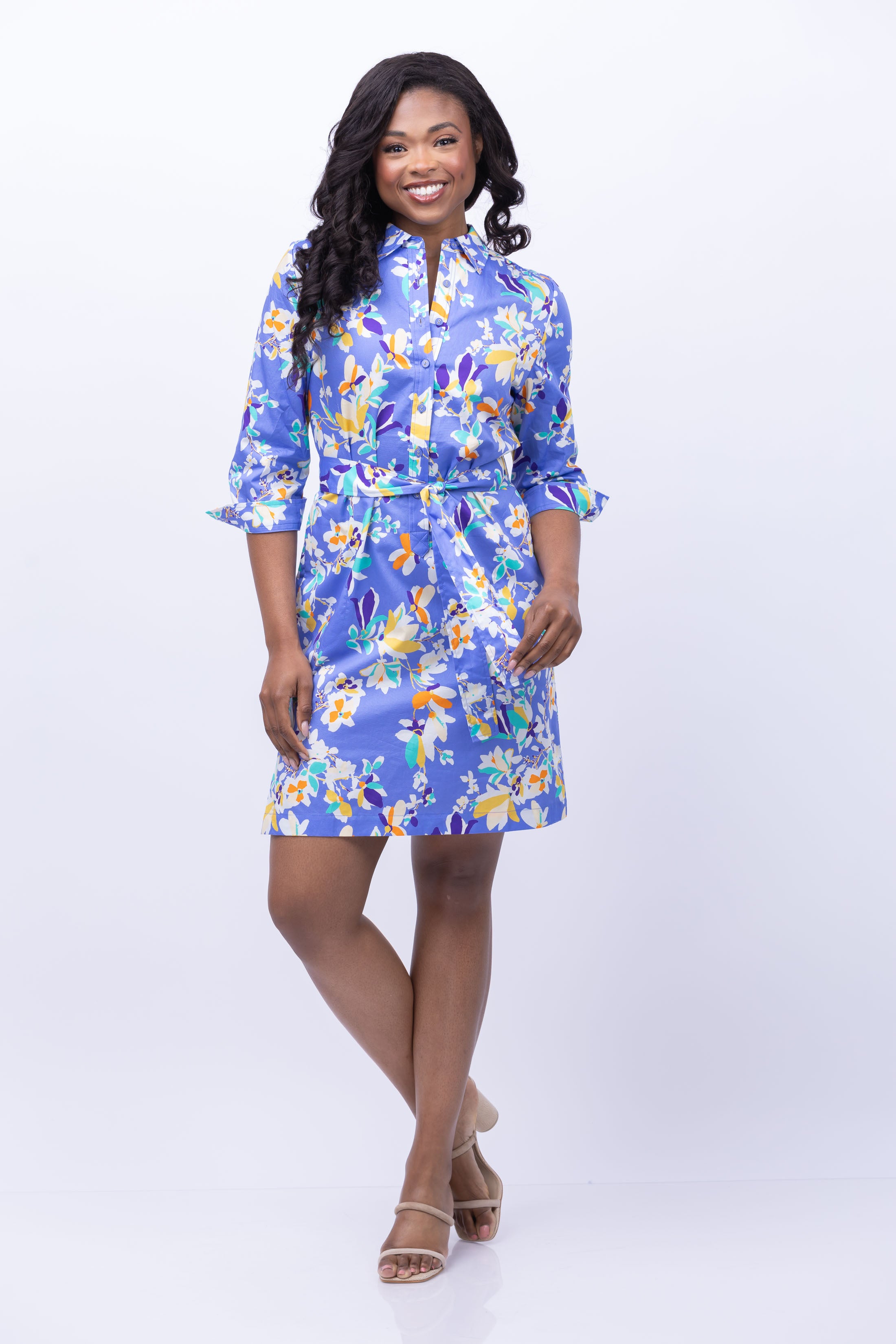 Tyler Boe Ziva Peri Floral Dress In Peri Floral
