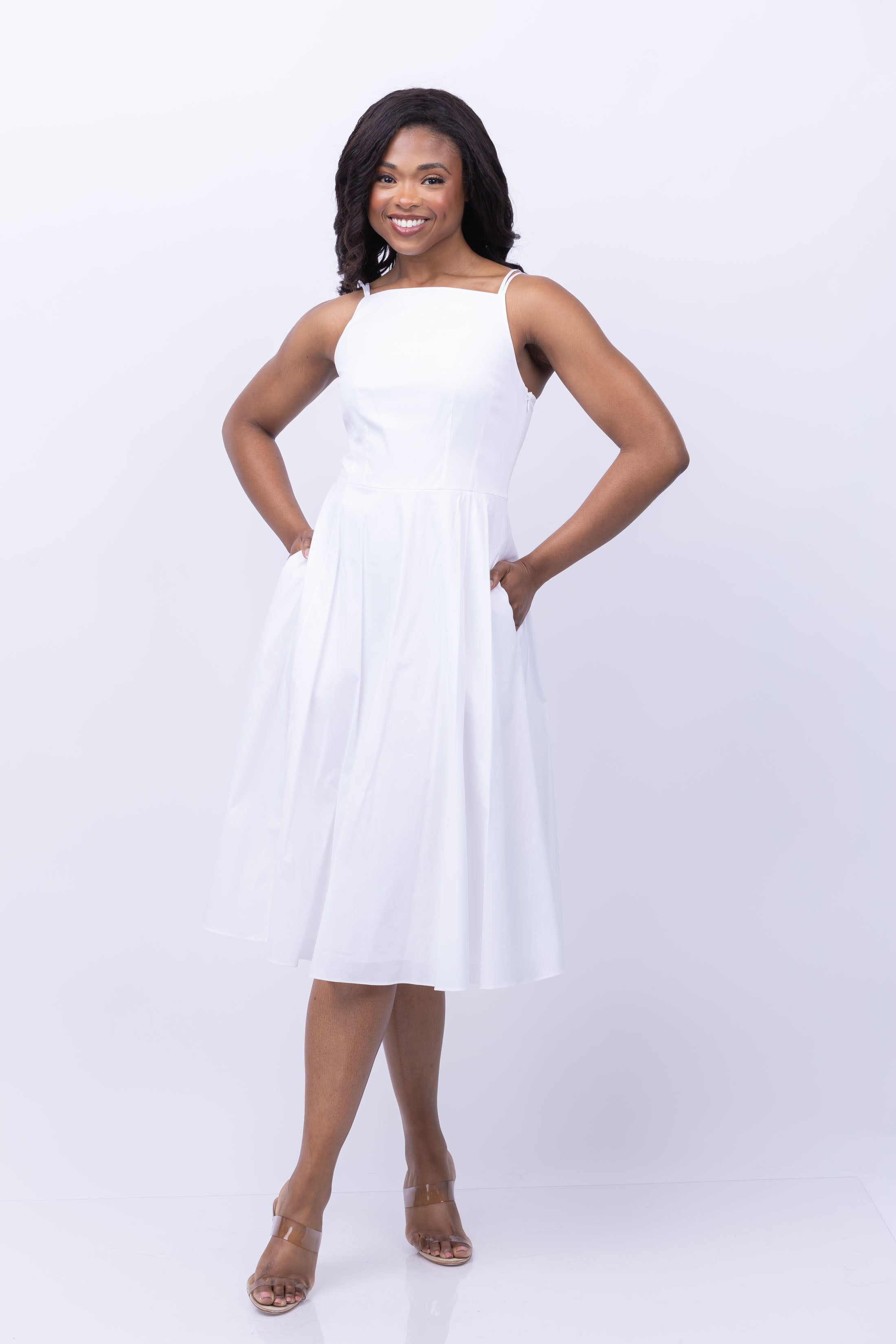 Theory Square Neck Midi Dress in White Theory Square Neck Midi Dress in White