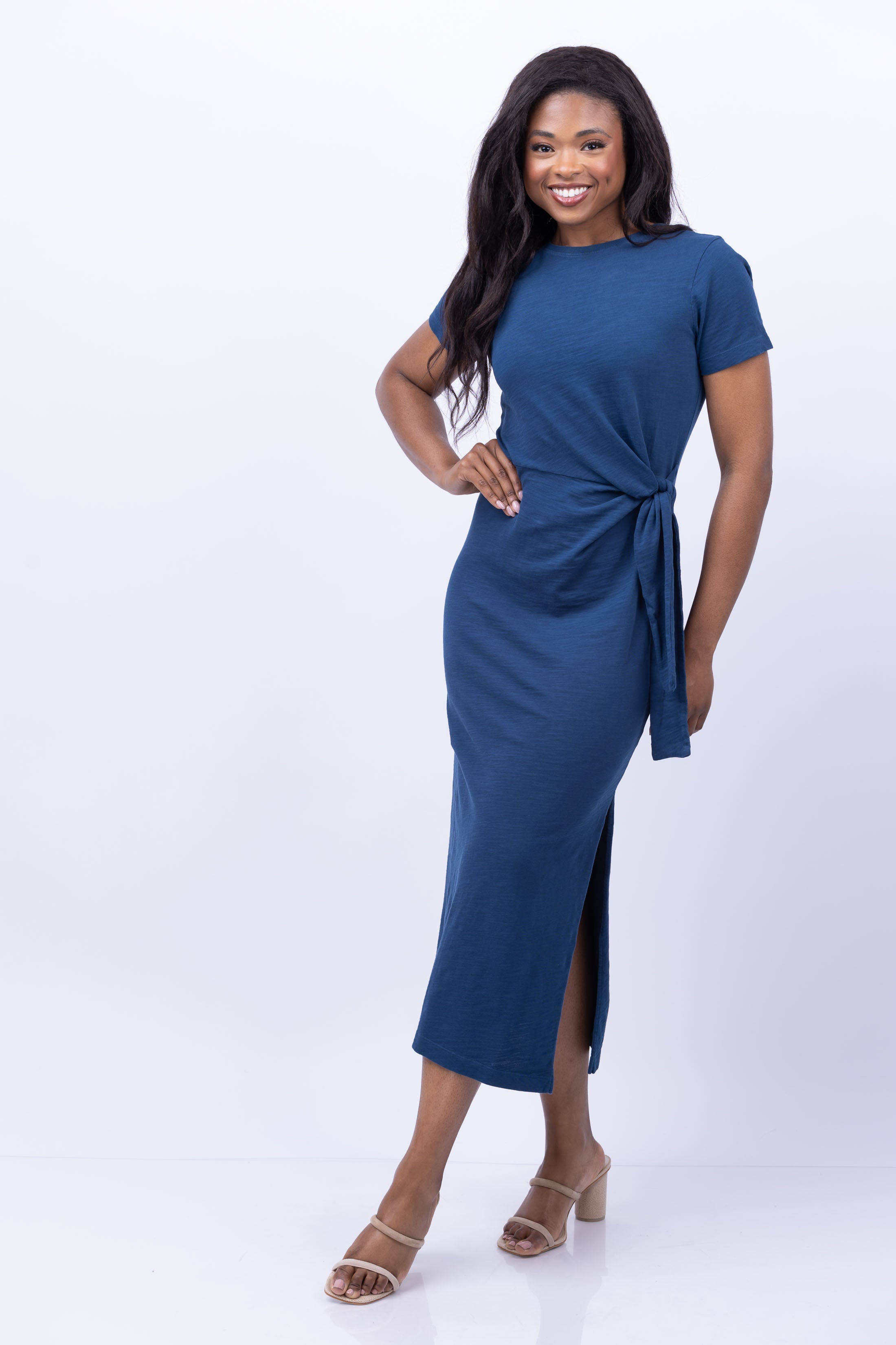 Women's Cotton Twist Detail Midi T-shirt Dress | Boohoo UK