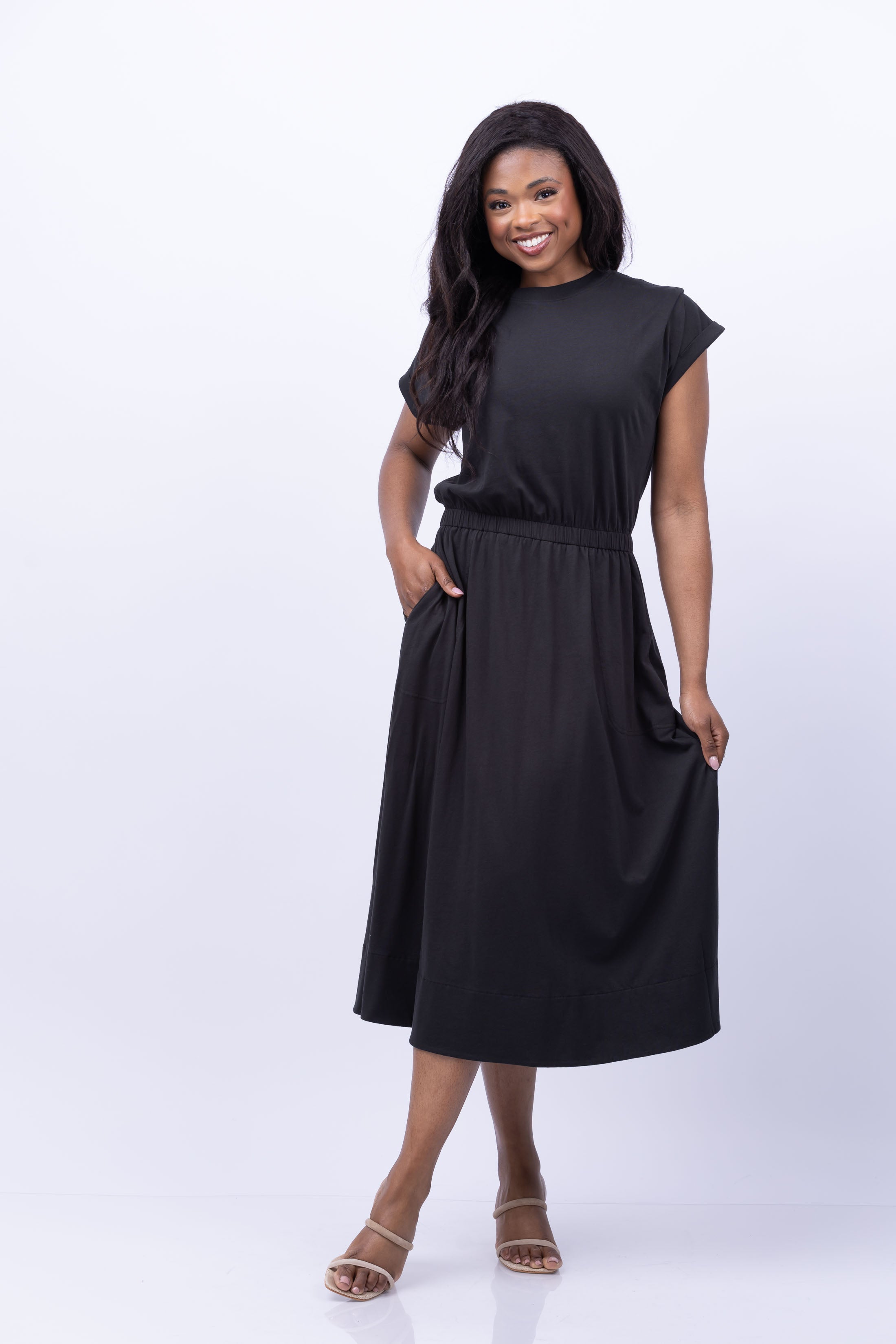 Short Sleeve Shirtdress - Black Tencel - Emerson Fry