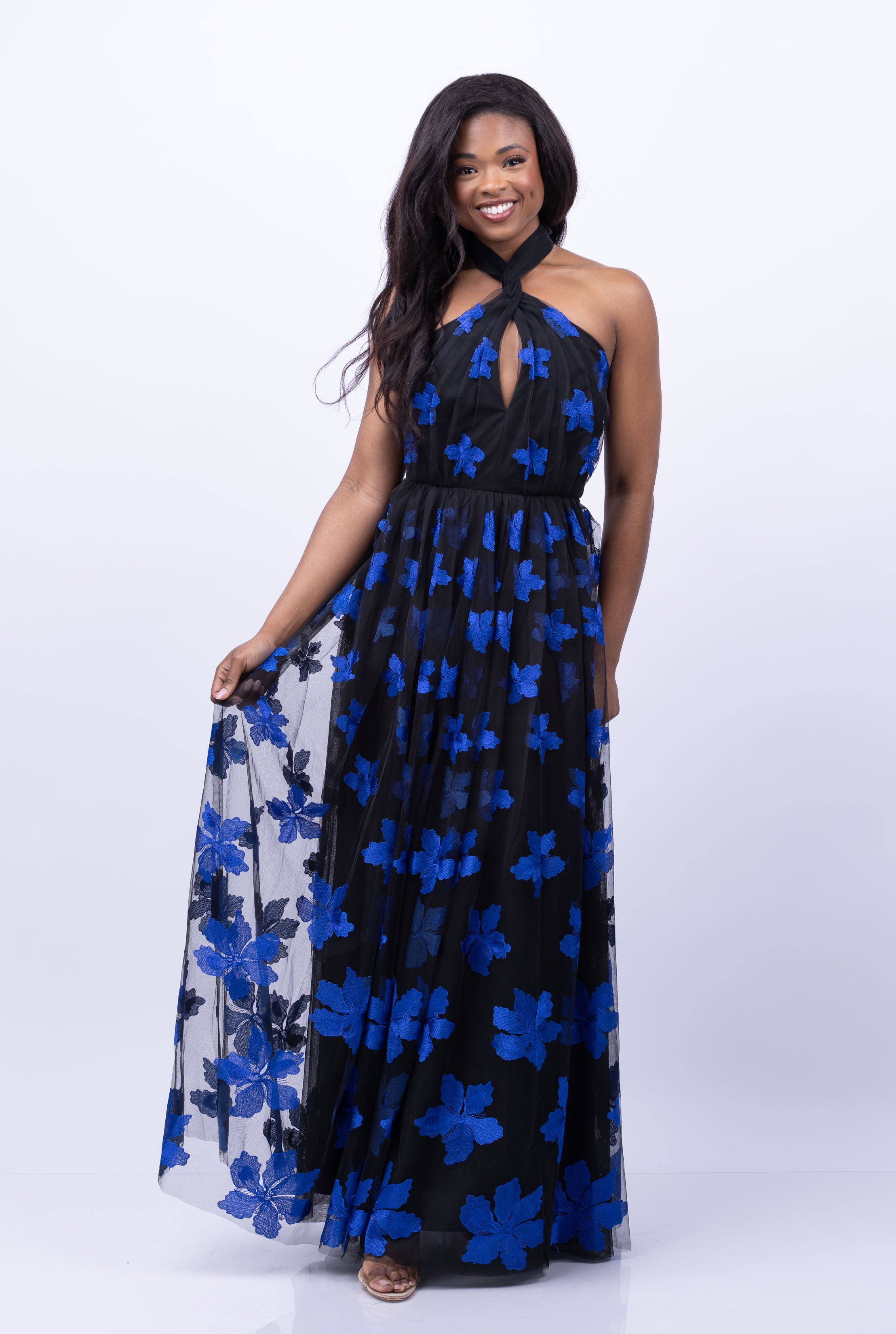 ML Monique Lhuillier Claudette Gown in Black/Rich Blue ML Monique Lhuillier Claudette Gown in Black/Rich Blue